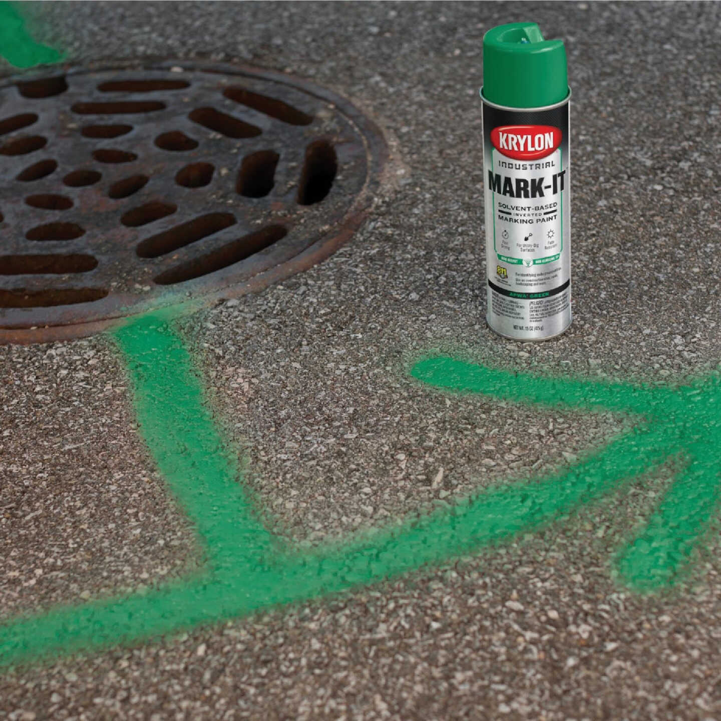 Krylon Mark-It 730408 Industrial SB APWA Green Inverted Marking Paint Image 2