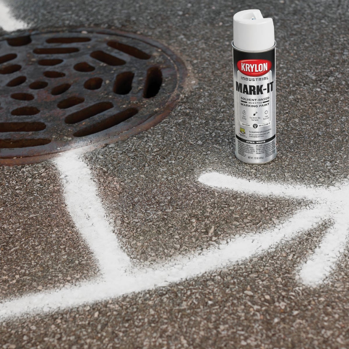 Krylon Mark-It 730008 Industrial SB APWA White Inverted Marking Paint Image 2