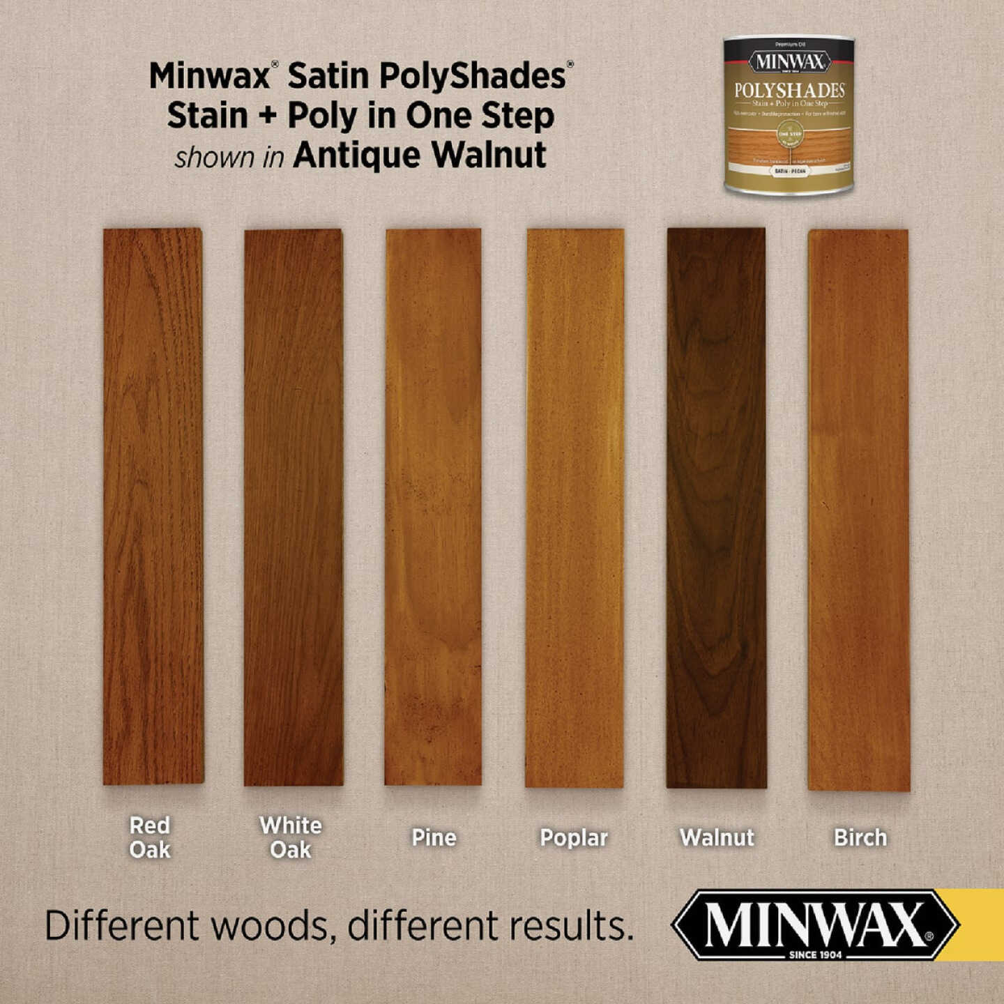 Minwax Polyshades 1/2 Pt. Satin Stain & Finish Polyurethane In 1-Step, Antique Walnut Image 3