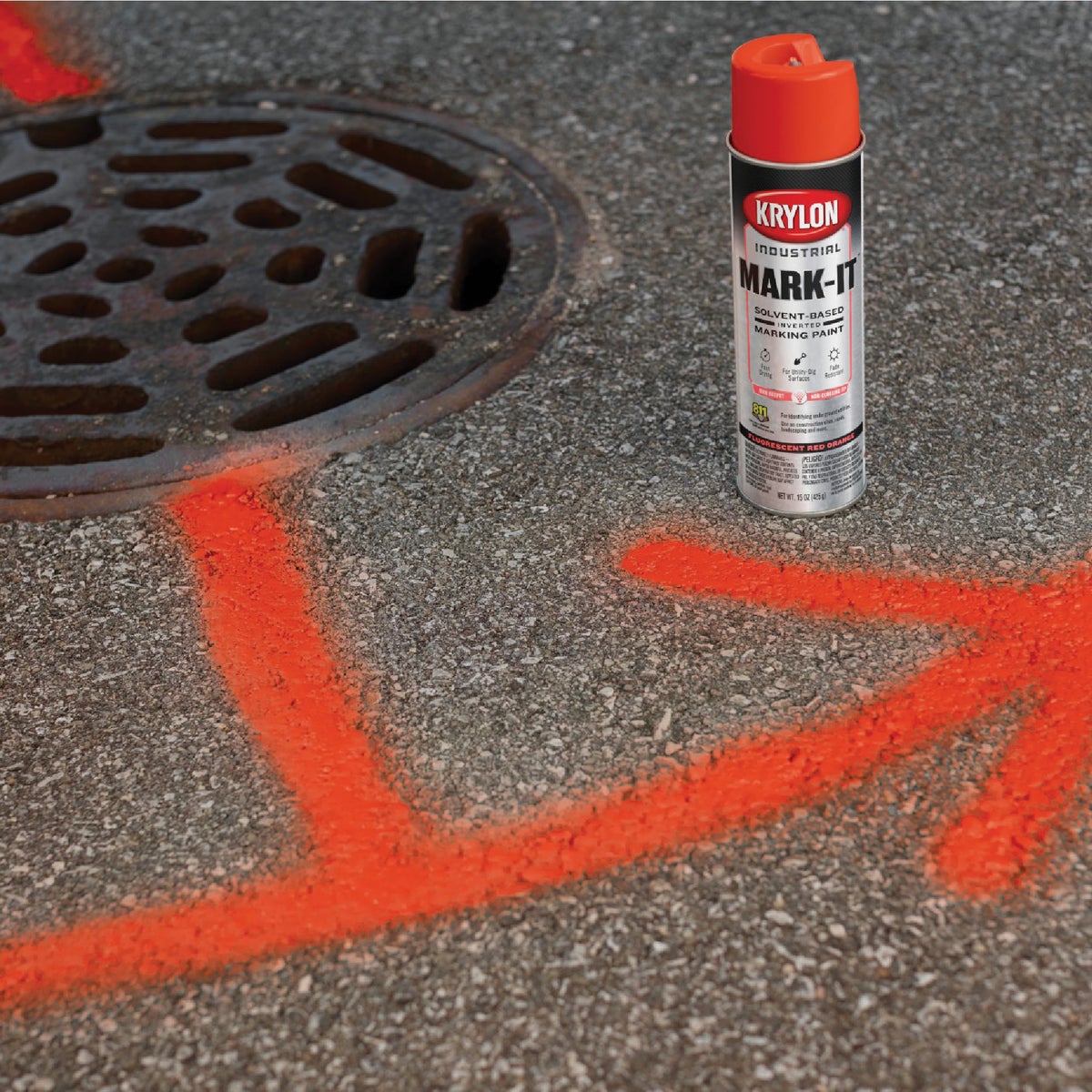Krylon Mark-It 730708 Industrial SB Fluorescent Orange Inverted Marking Paint Image 2