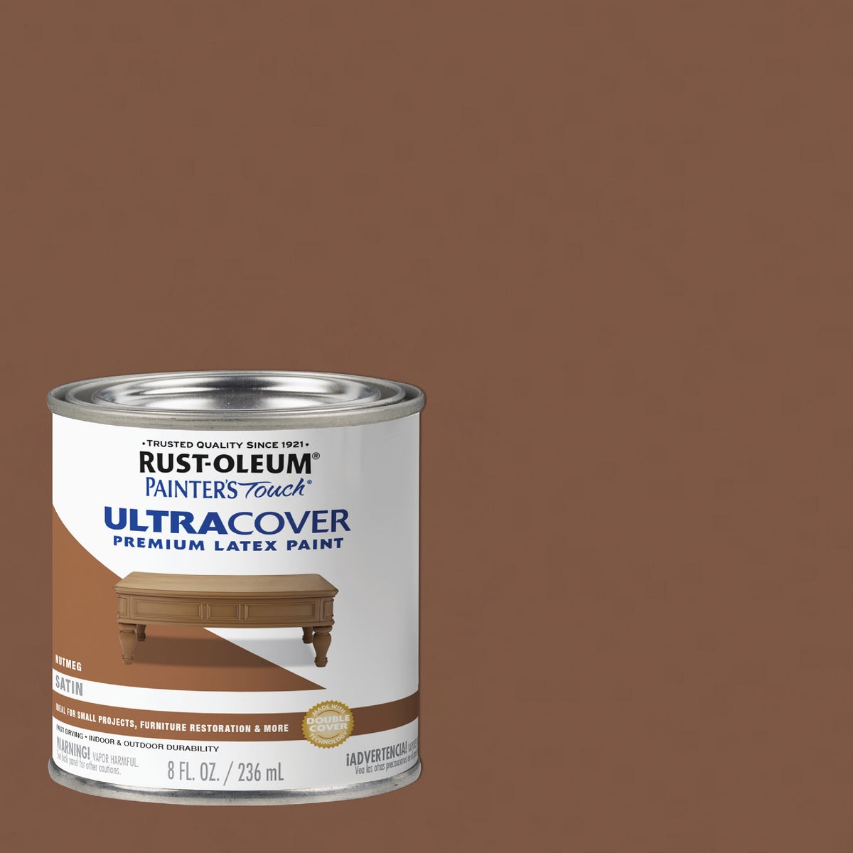 Rust-Oleum Painter's Touch 2X Ultra Cover Premium Latex Paint, Satin Nutmeg, 1/2 Pt. Image 1