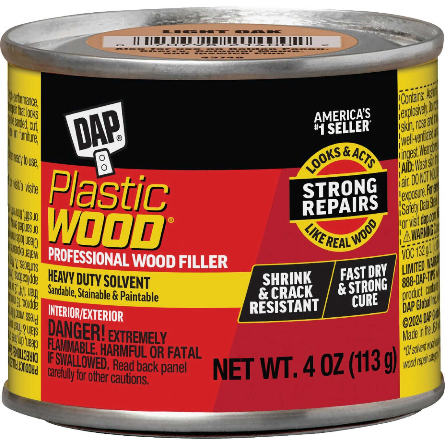 DAP Plastic Wood 4 Oz. Light Oak Solvent Professional Wood Filler Image 1