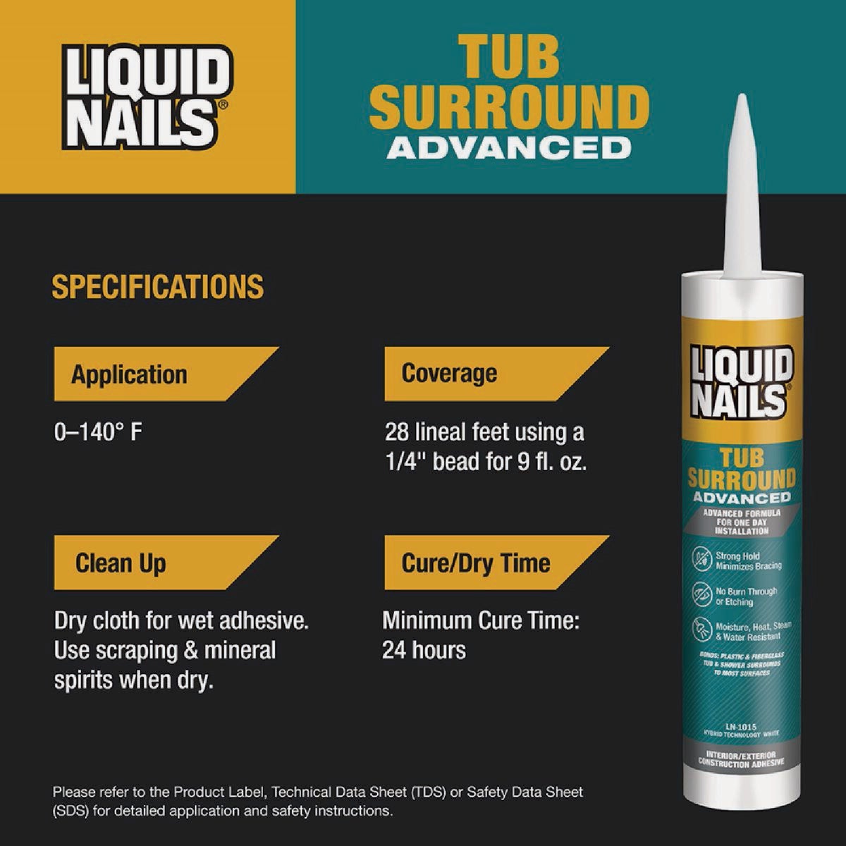 Liquid Nails Advanced 9 Oz. Tub Surround & Shower Wall Adhesive Image 4