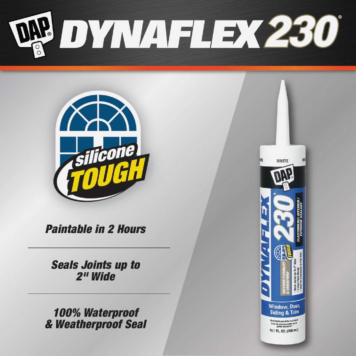 Dap Dynaflex 230 10.1 Oz. 100% Waterproof Window, Door, Siding & Trim Elastomeric Sealant, White Image 2