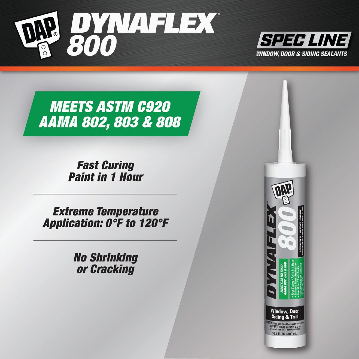 DAP Dynaflex 800 10.1 Oz. Advanced Window, Door, Siding, & Trim Polymer Sealant - Black BK009 Image 2