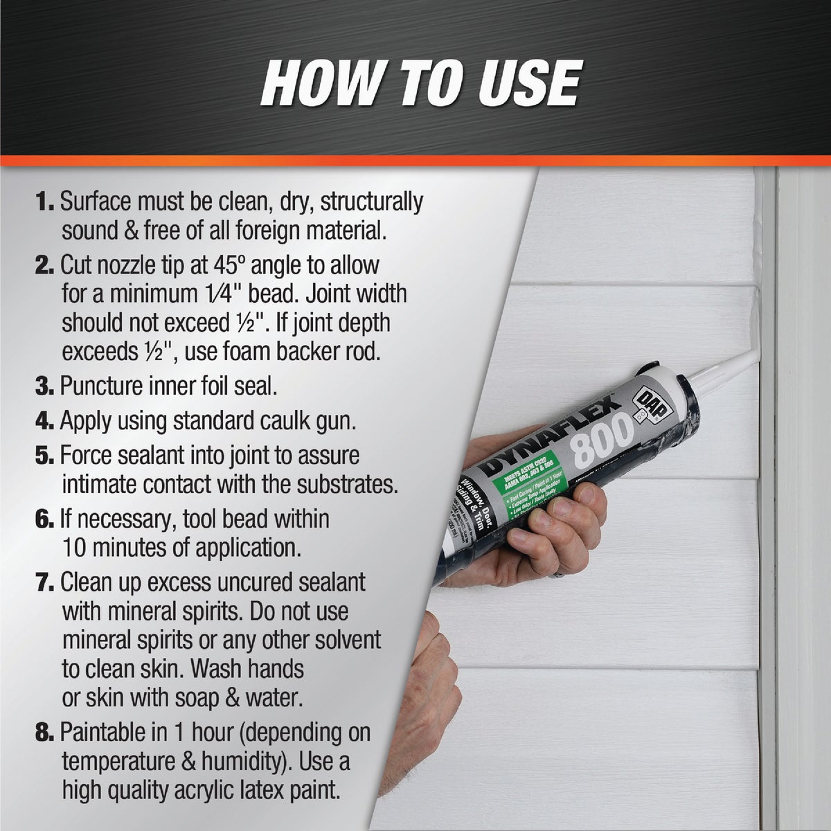 DAP Dynaflex 800 10.1 Oz. Advanced Window, Door, Siding, & Trim Polymer Sealant - Black BK009 Image 4