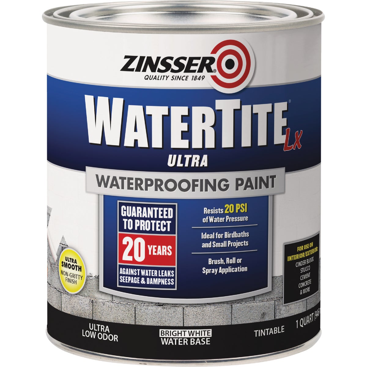 Zinsser WaterTite LX Ultra 1 Qt. Mold & Mildew Proof Bright White Waterproofing Paint Image 6