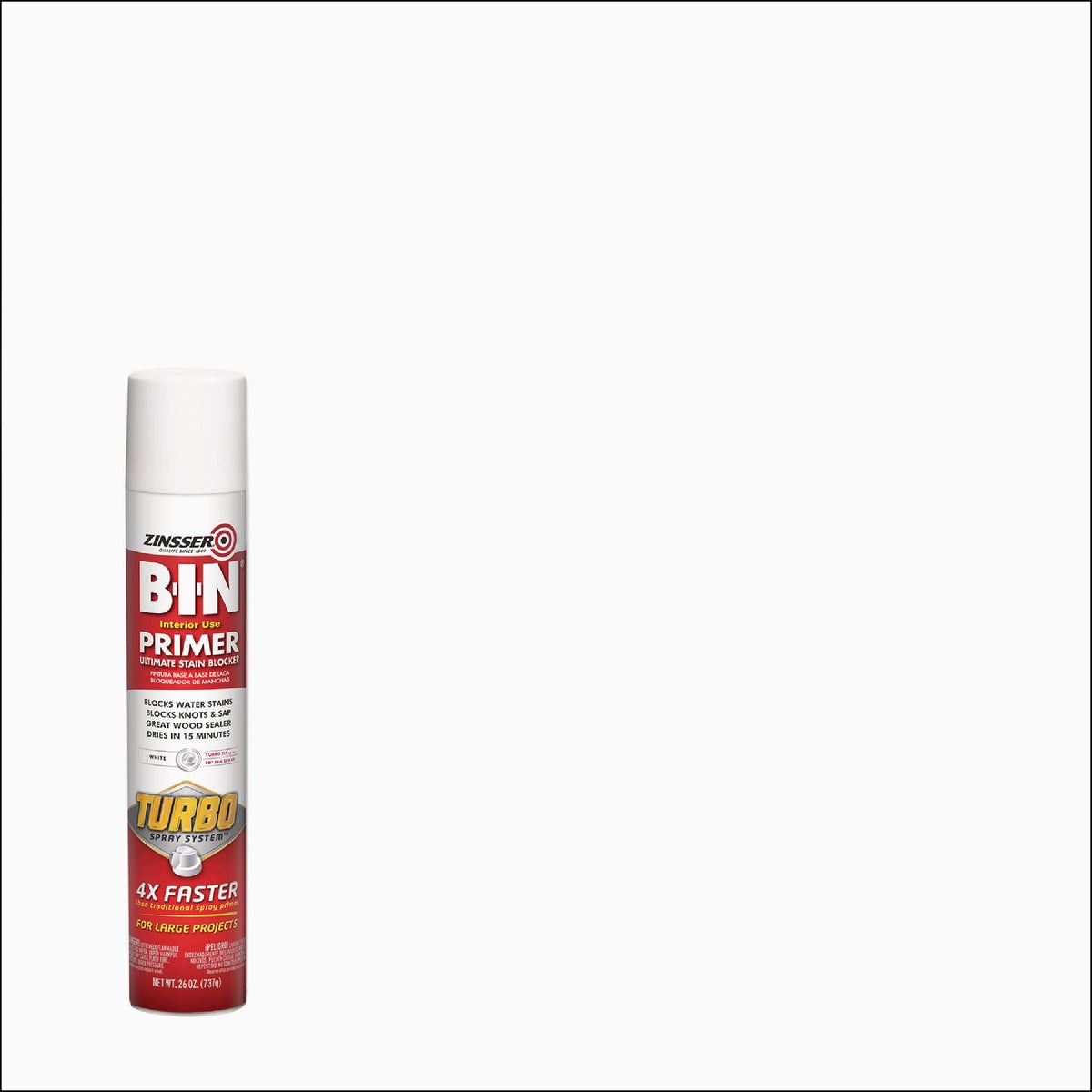 Zinsser 26 Oz. B-I-N Primer Spray with Turbo Spray System, Flat White