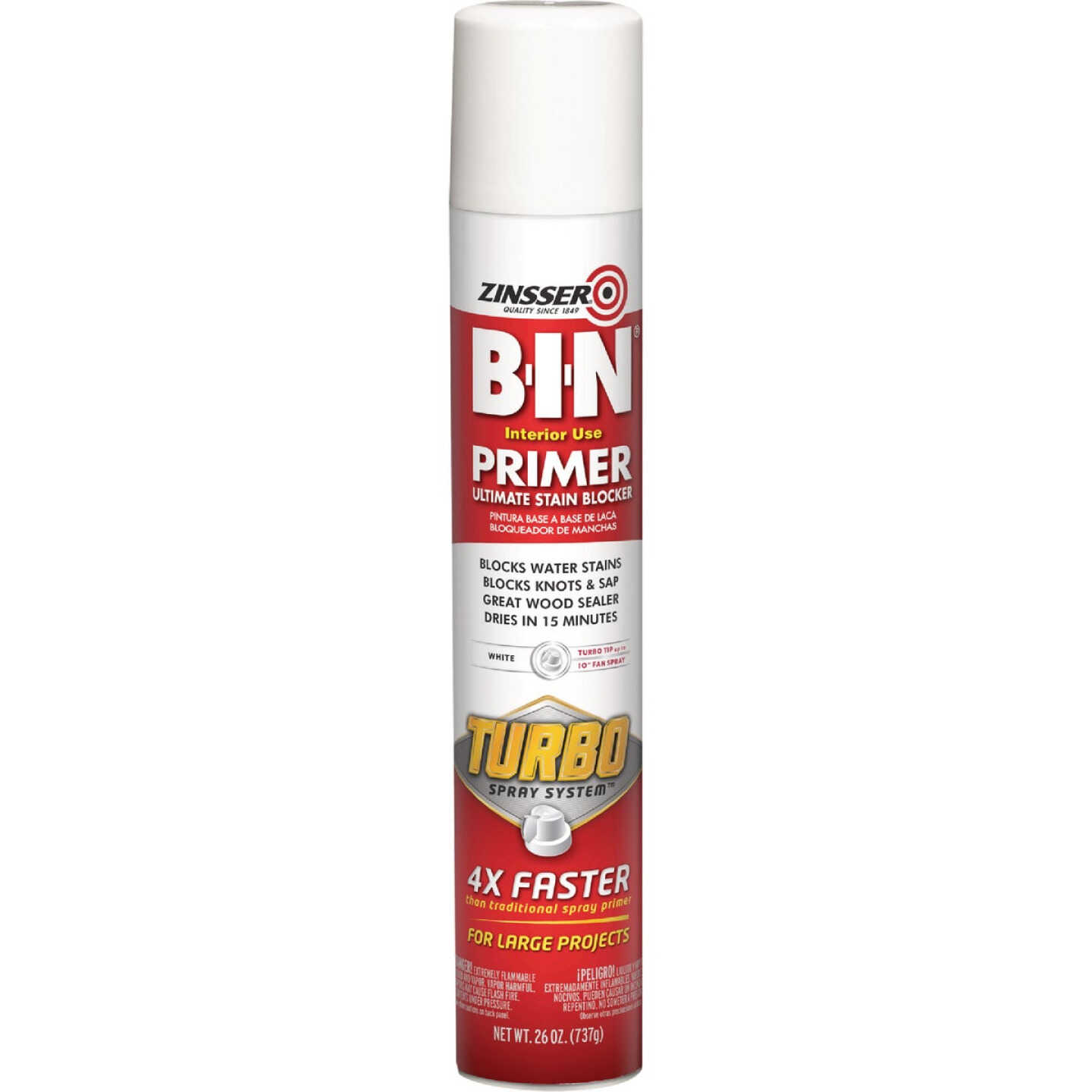 Zinsser 26 Oz. B-I-N Primer Spray with Turbo Spray System, Flat White Image 5