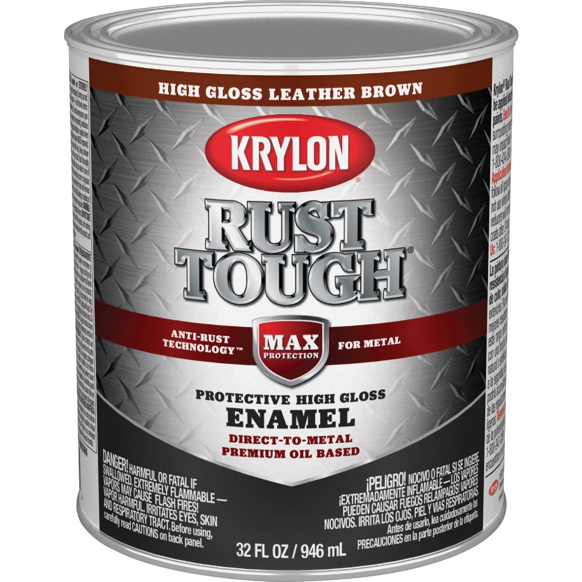 Krylon Rust Tough DTM Oil-Based Gloss Rust Control Enamel, Brown, 1 Qt.