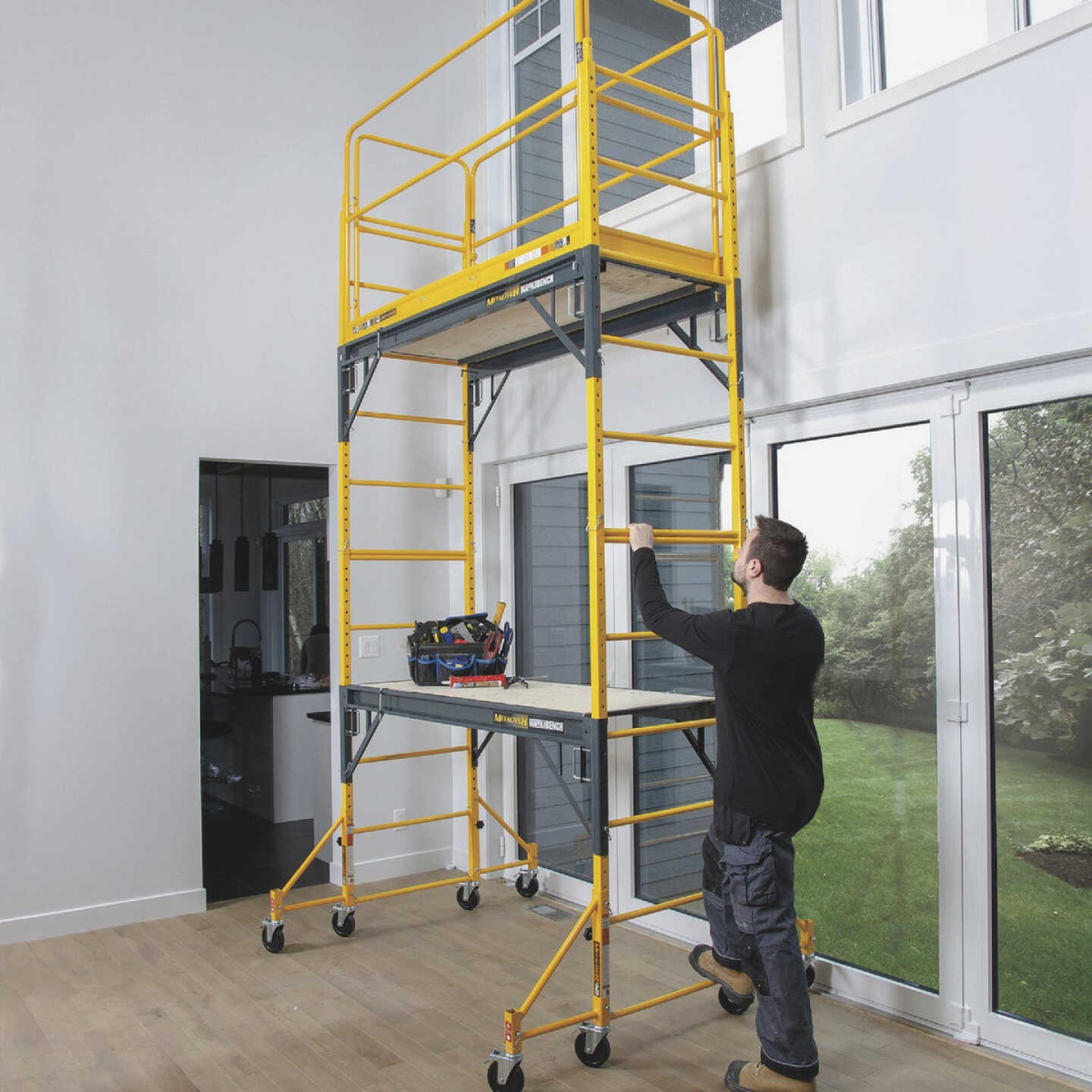 Metaltech 4-in-1 Scaffolding, Miter Saw Stand, Storage Rack & Utility Cart Image 4