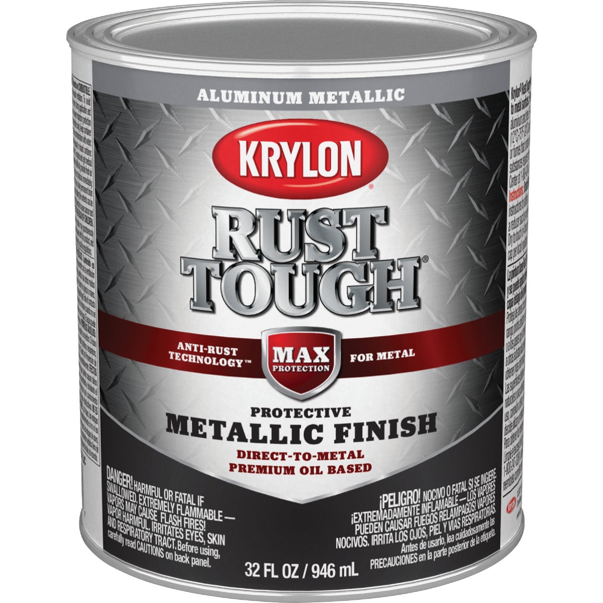 Krylon Rust Tough DTM Oil-Based Gloss Rust Control Enamel, Aluminum, 1 Qt.
