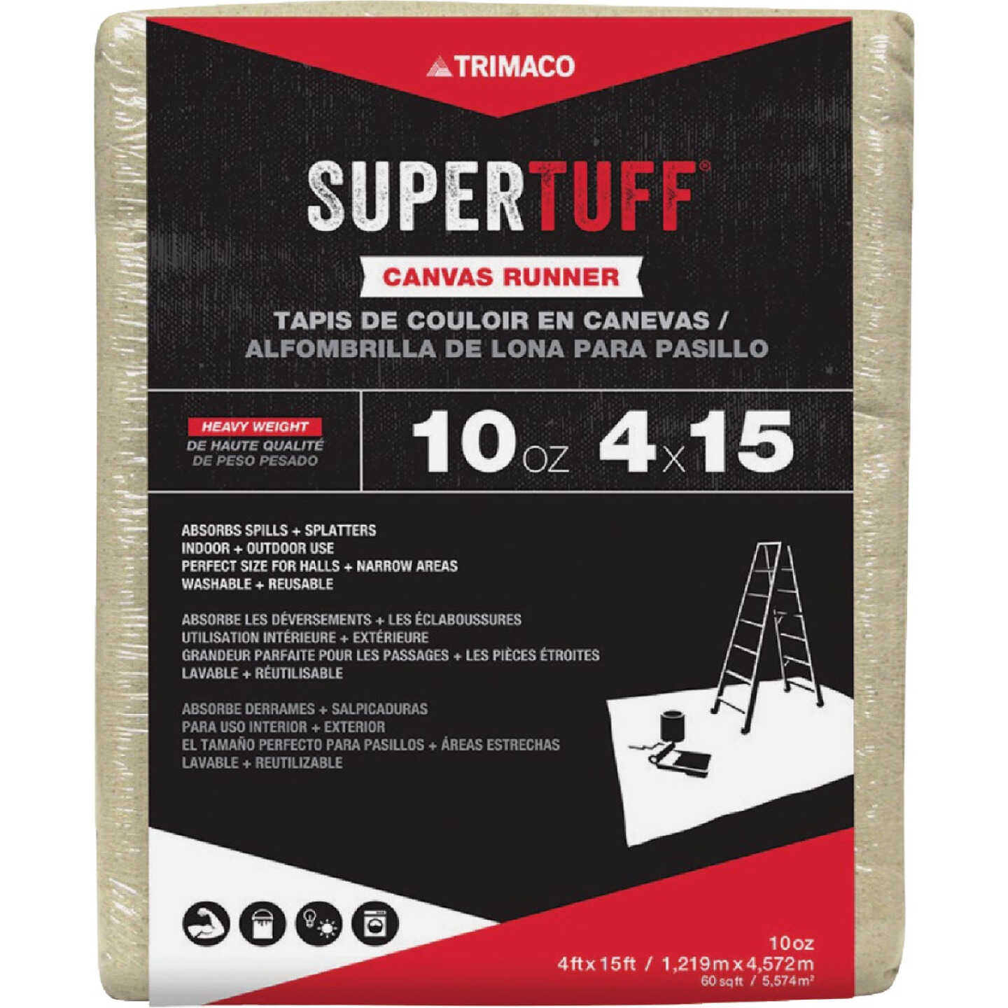Trimaco SuperTuff 10 Oz. 4 Ft. x 15 Ft. Extra Heavyweight Canvas Drop Cloth Image 1