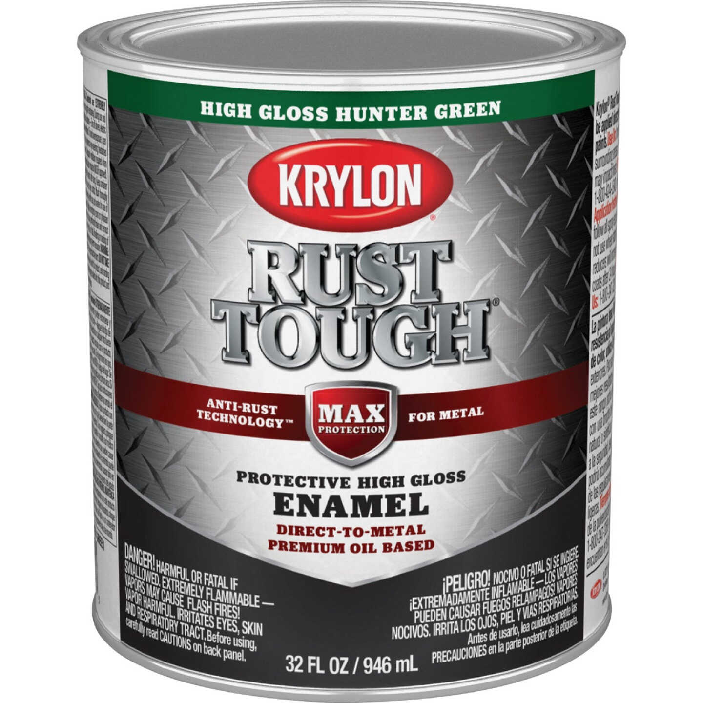 Krylon Rust Tough DTM Oil-Based Gloss Rust Control Enamel, Hunter Green, 1 Qt. Image 1