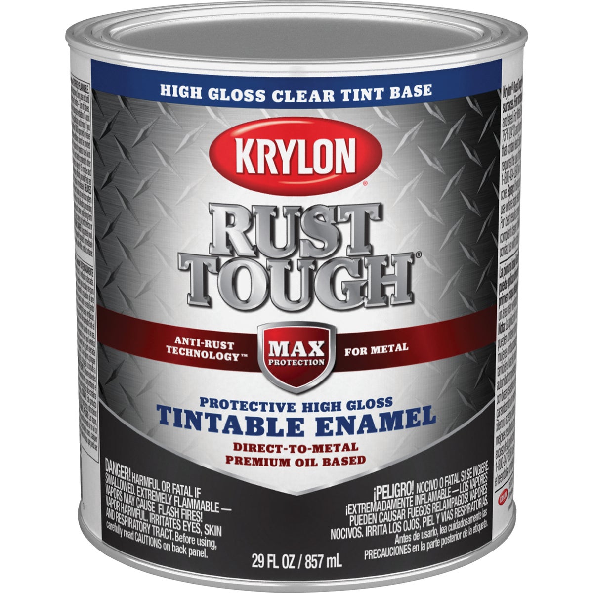 Krylon Rust Tough DTM Oil-Based Gloss Rust Control Enamel, Clear Base, 1 Qt.