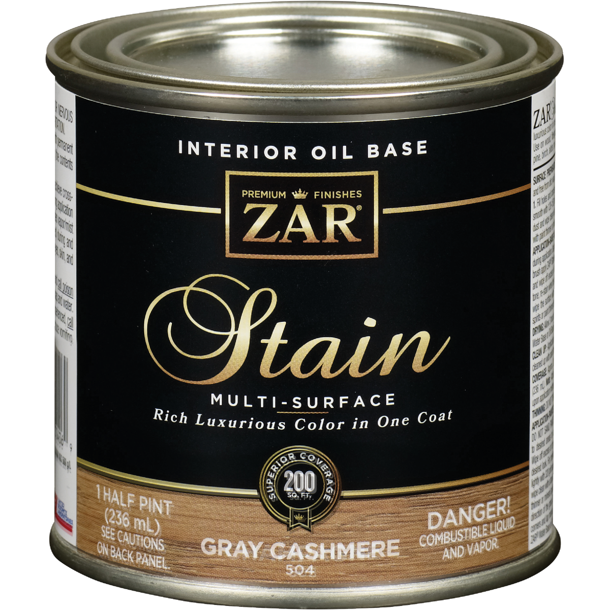 Zar 1/2 Pt. Cashmere Gray Oil-Based Multi-Surface Interior Stain Image 1
