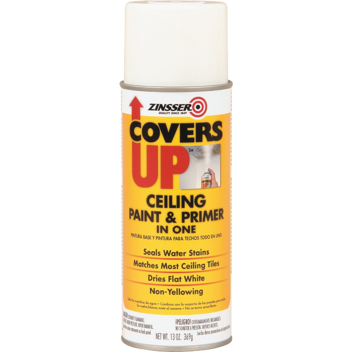 Zinsser Covers Up Stain Sealing Spray Paint Primer, White, 13 Oz. Image 2
