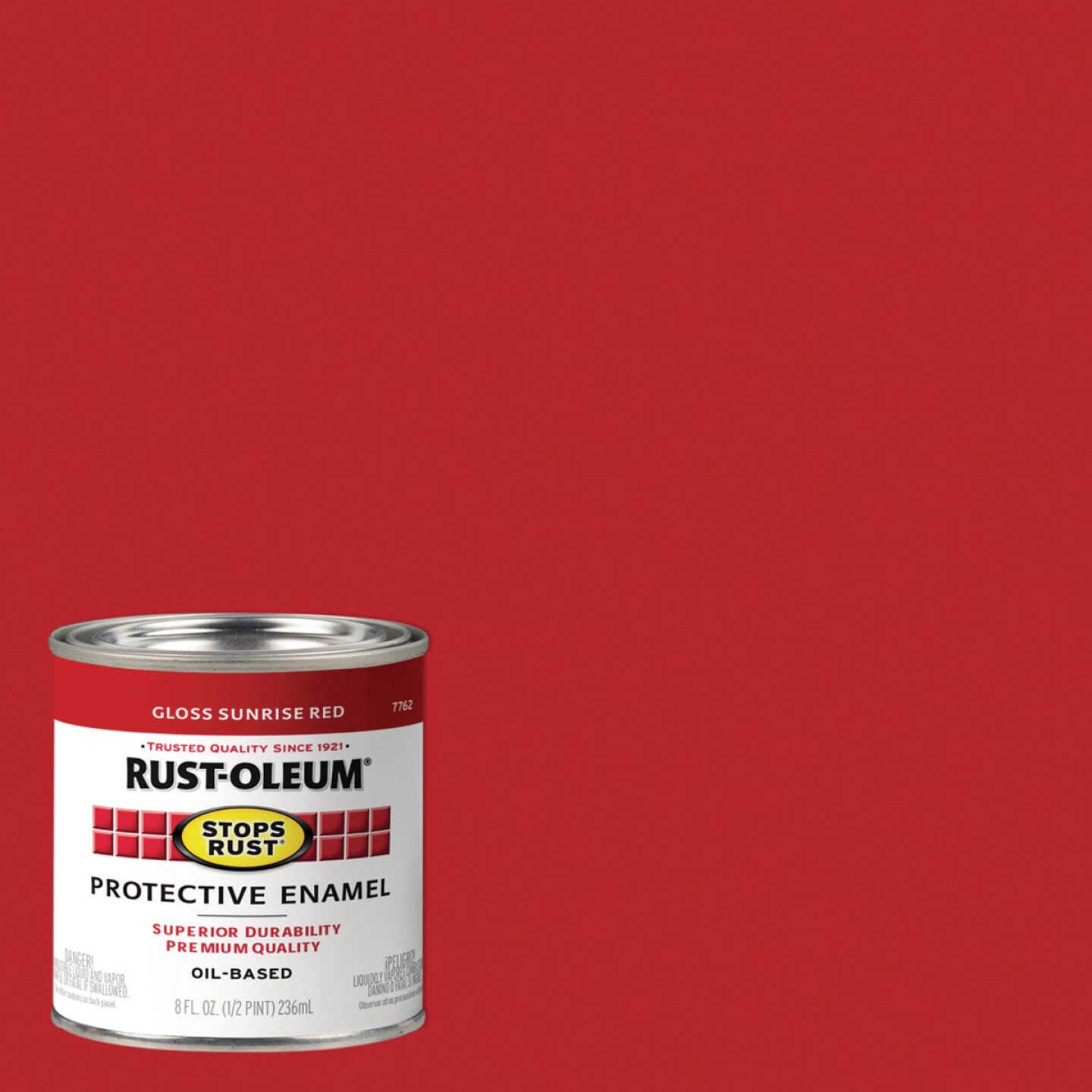 Rust-Oleum Stops Rust Protective Oil Based Gloss Rust Control Enamel, Sunrise Red, 1/2 Pt. Image 1