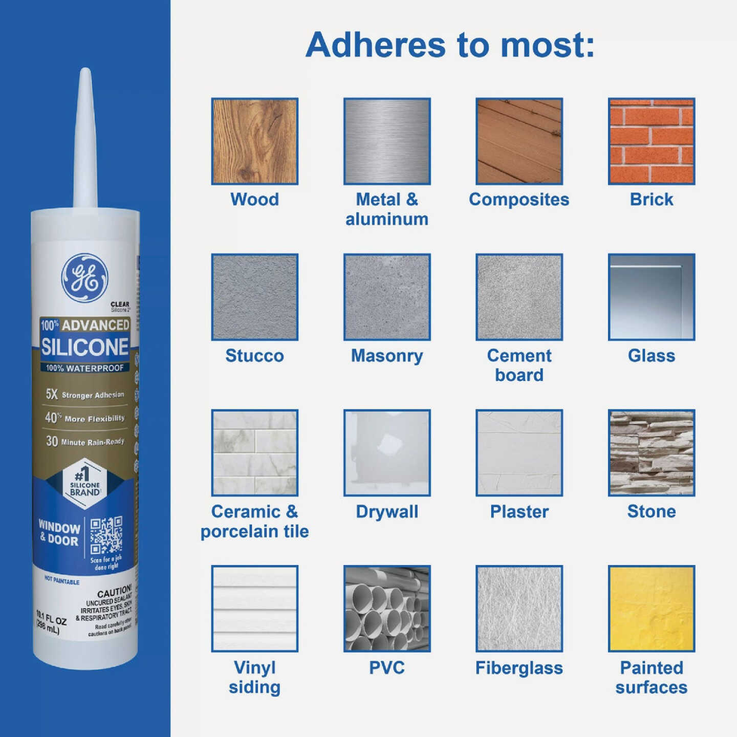 GE Advanced Silicone Window & Door Sealant, Brown, 10.1 Oz. Cartridge Image 6