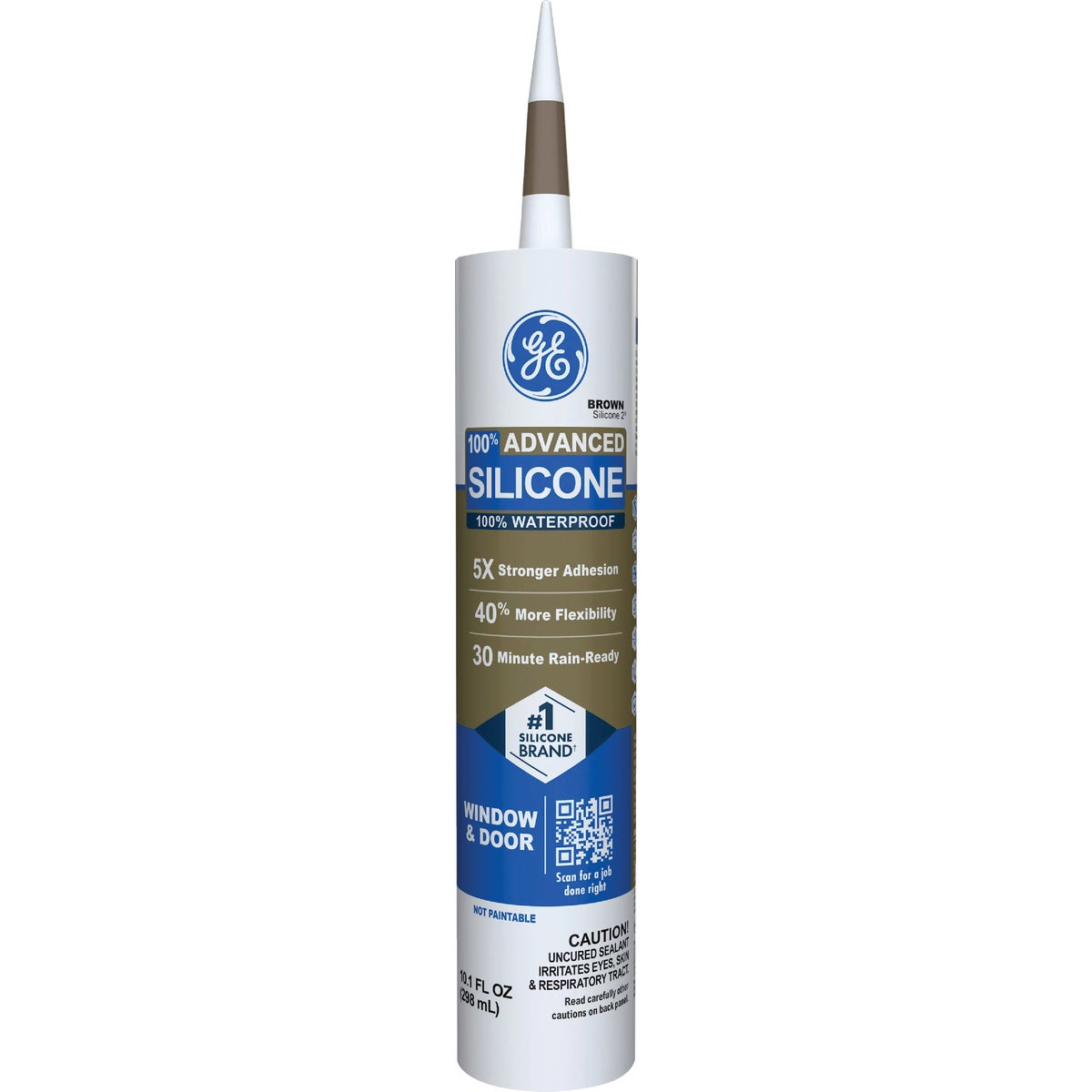 GE Advanced Silicone Window & Door Sealant, Brown, 10.1  Oz. Cartridge