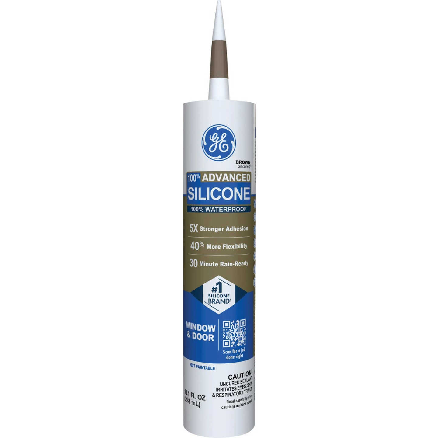 GE Advanced Silicone Window & Door Sealant, Brown, 10.1 Oz. Cartridge Image 1