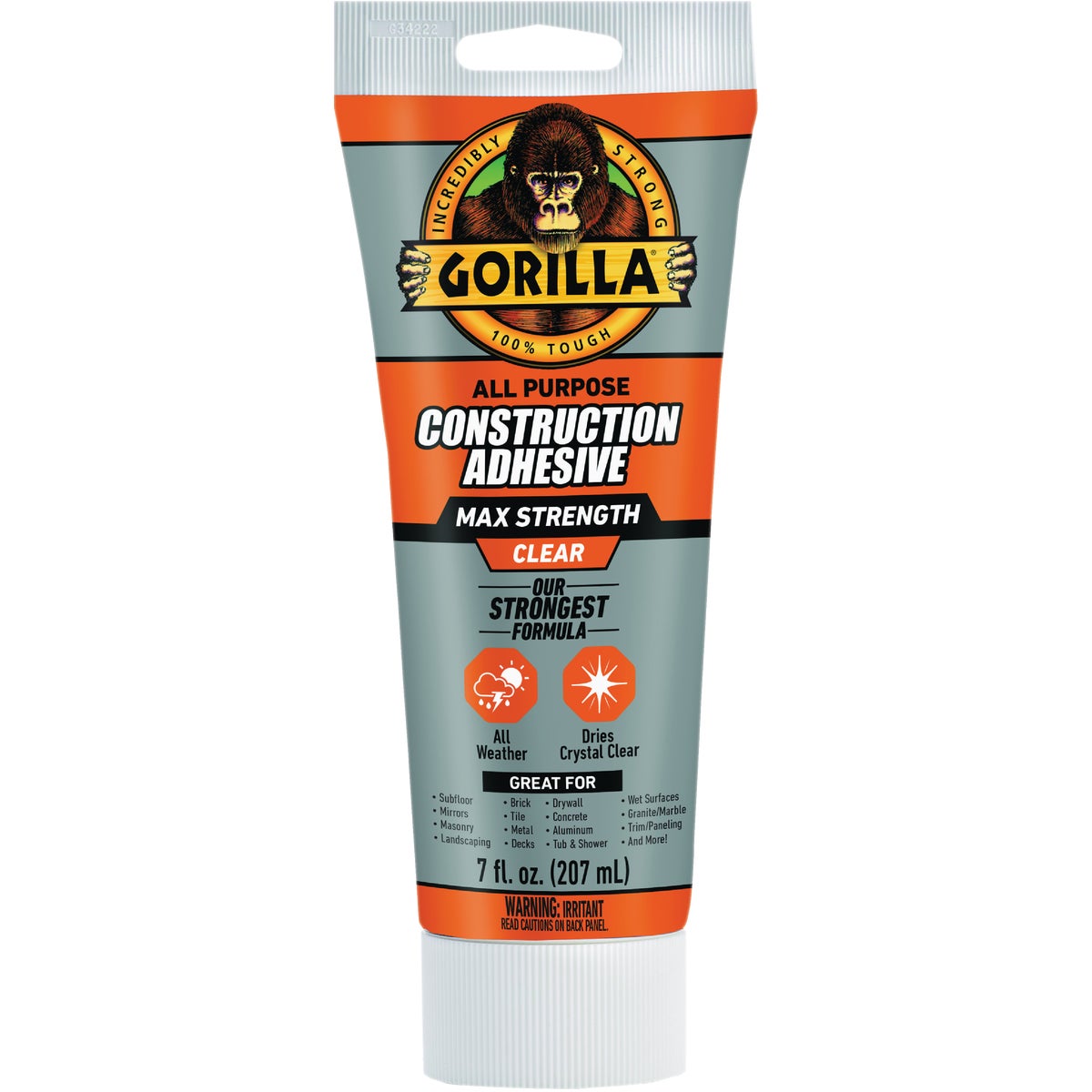 Gorilla 7 Oz. Max Strength Clear Construction Adhesive