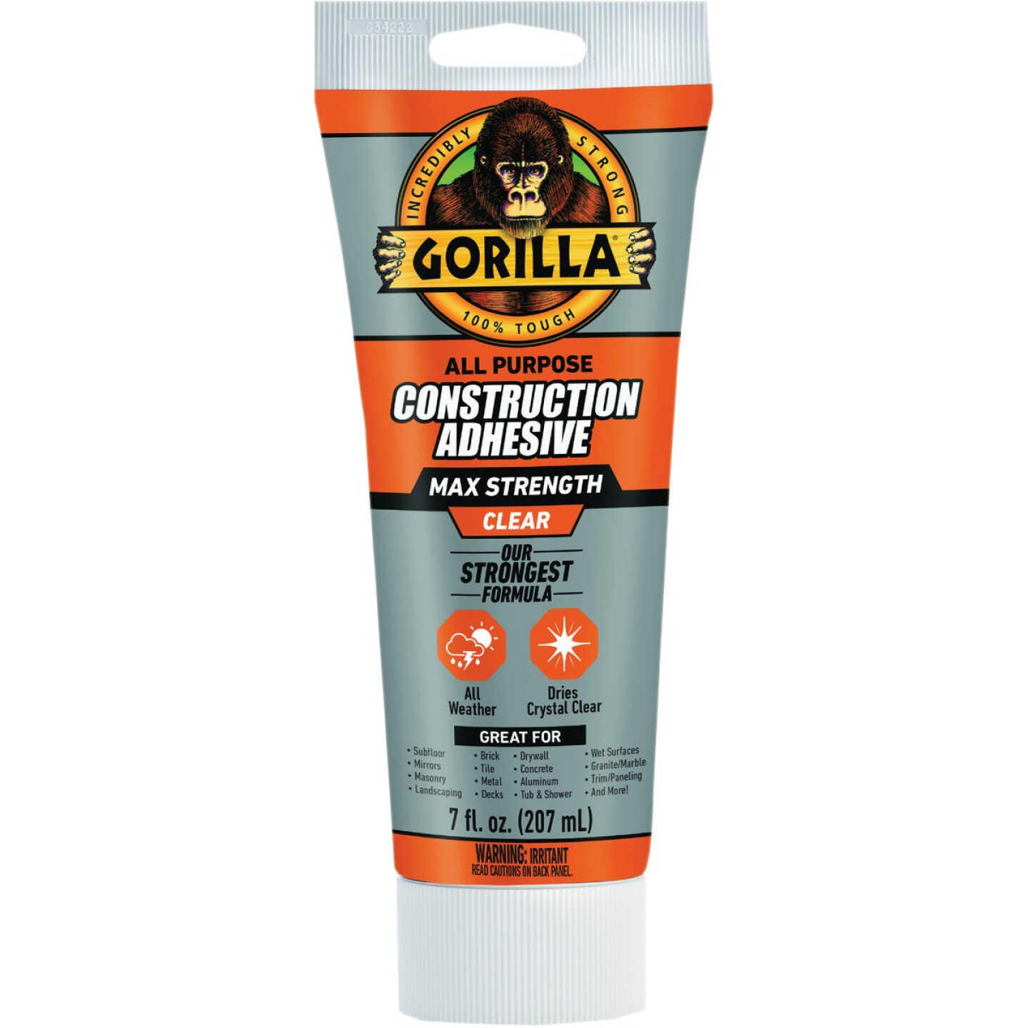 Gorilla 7 Oz. Max Strength Clear Construction Adhesive Image 1