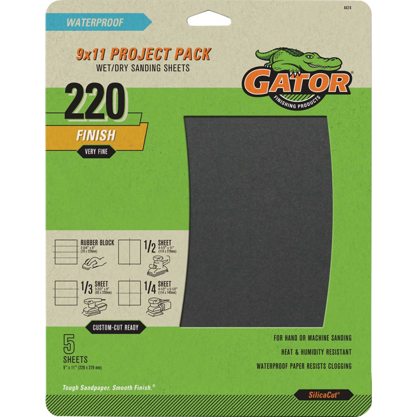GatorGrit 9 In. x 11 In. Very Fine 220-Grit Sandpaper (5-Pack) Image 1