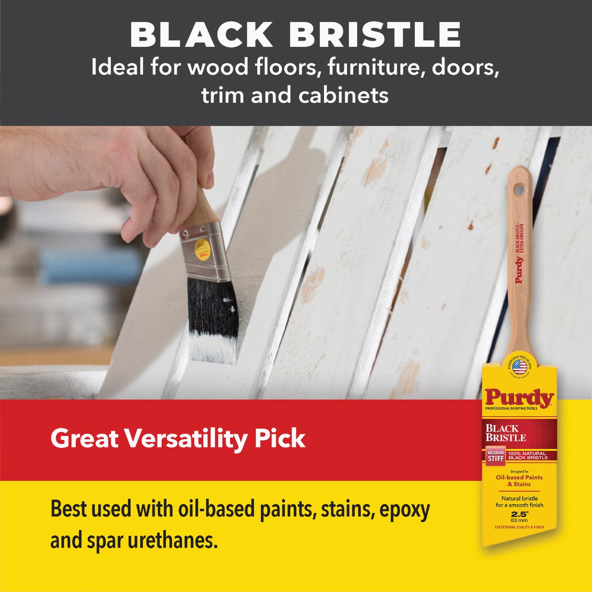 Purdy Black Bristle 1-1/2 In. Angular Trim Paint Brush Image 2