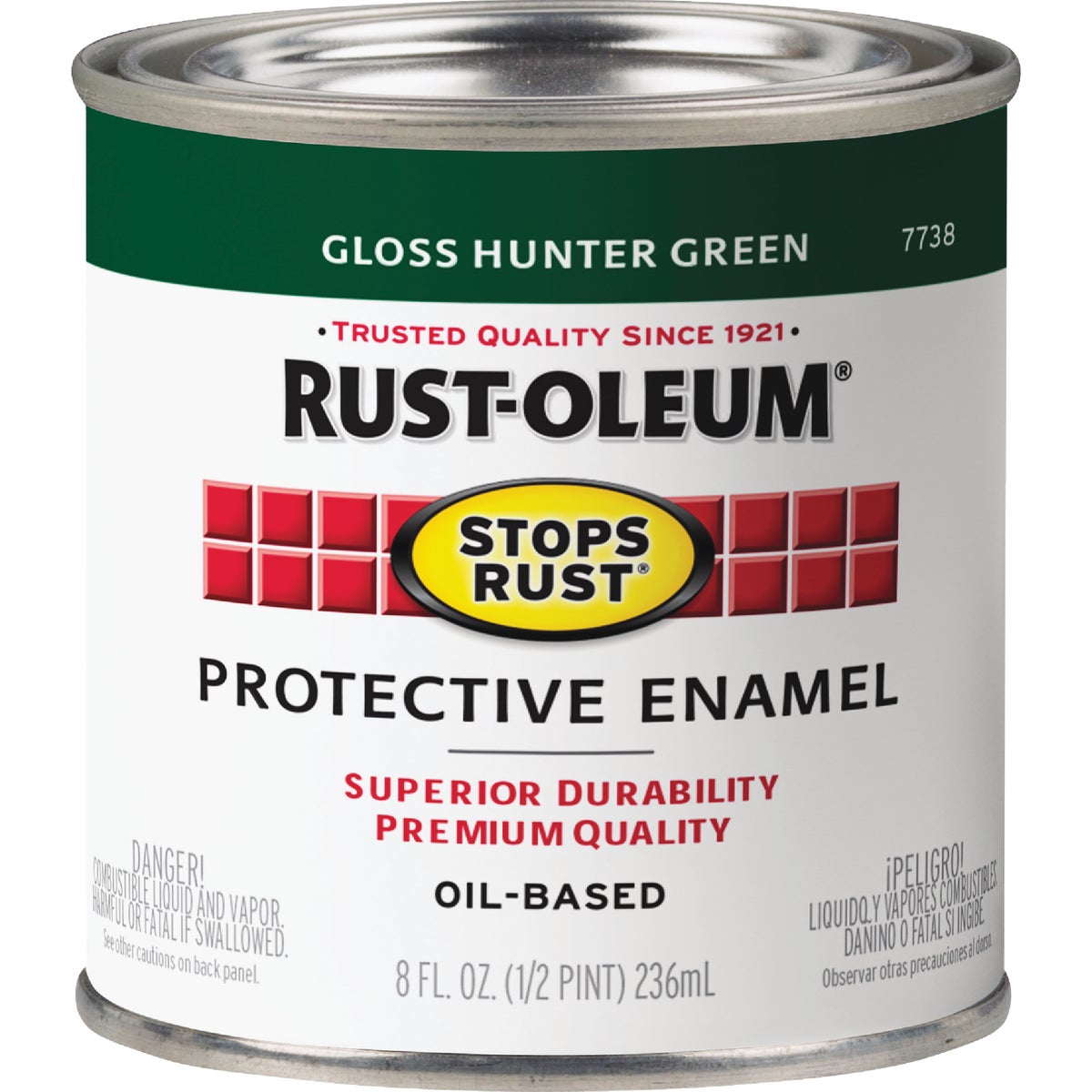 Rust-Oleum Stops Rust Oil Based Gloss Protective Rust Control Enamel, Hunter Green, 1/2 Pt. Image 2