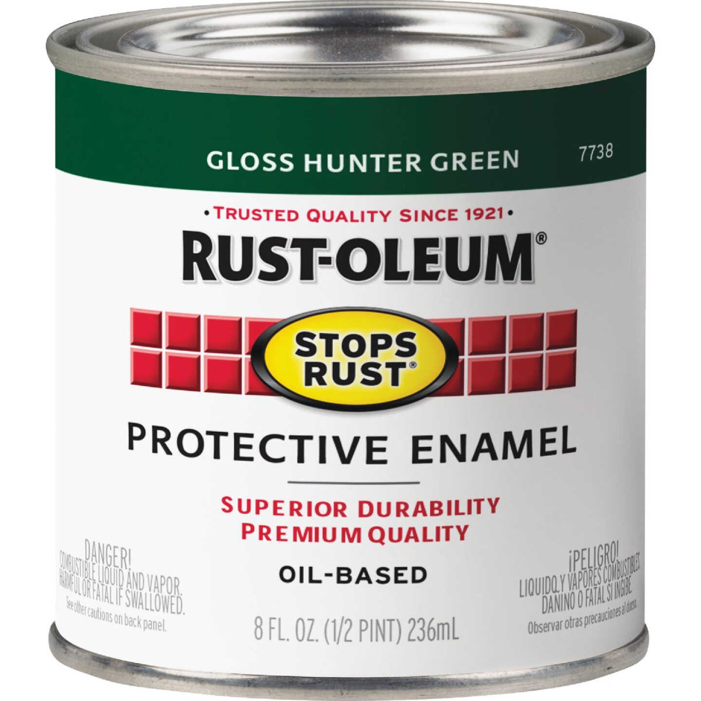 Rust-Oleum Stops Rust Oil Based Gloss Protective Rust Control Enamel, Hunter Green, 1/2 Pt. Image 2