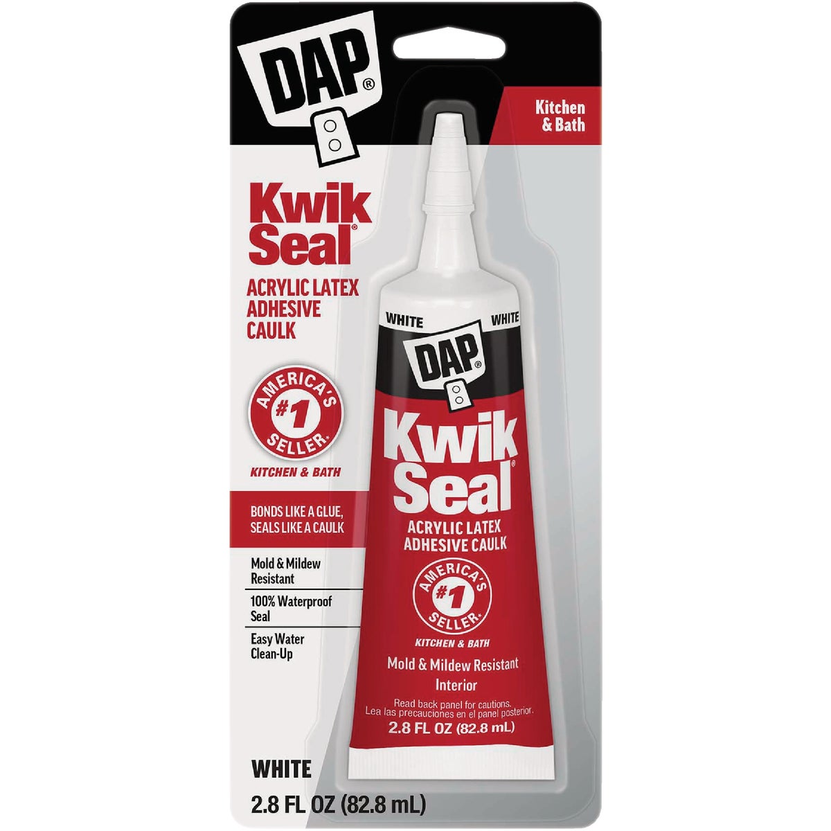 DAP Kwik Seal 2.8 Oz. White Kitchen & Bath Adhesive Caulk Image 1