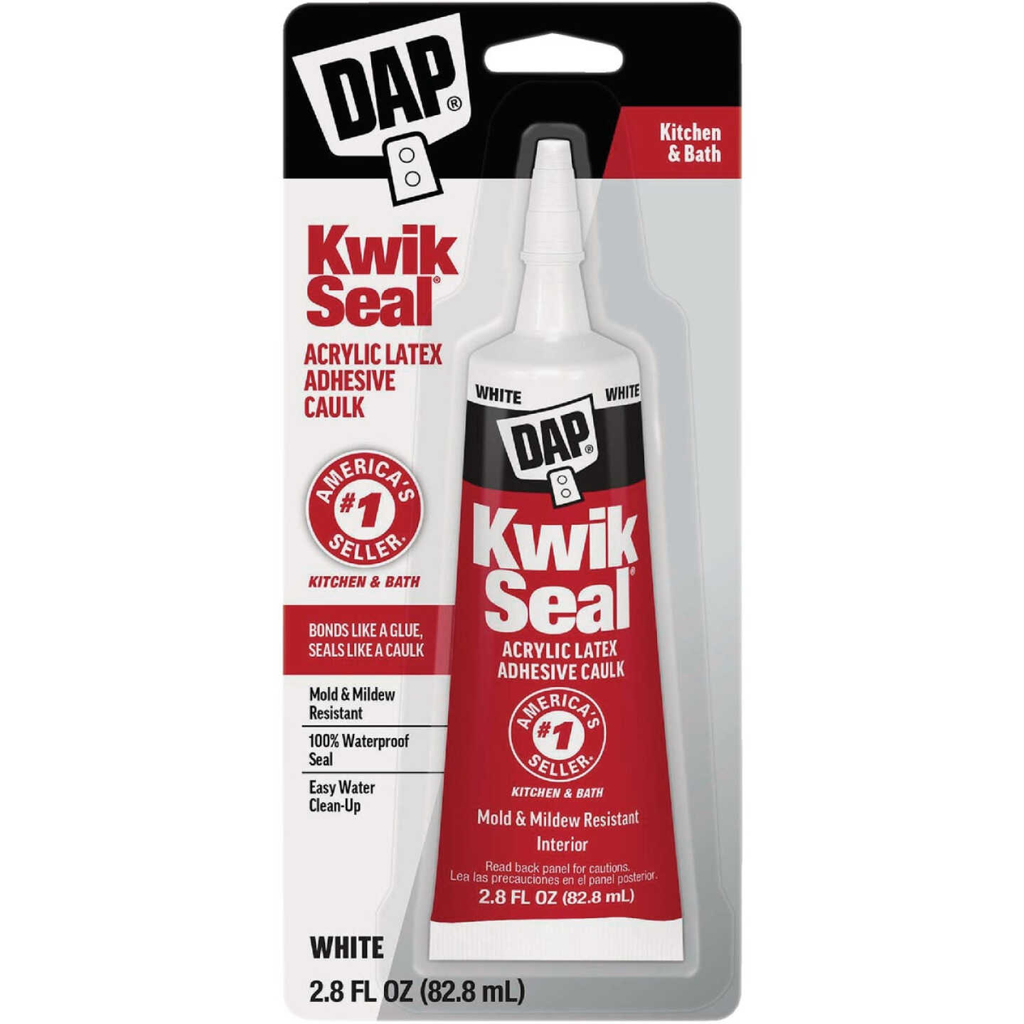 DAP Kwik Seal 2.8 Oz. White Kitchen & Bath Adhesive Caulk Image 1