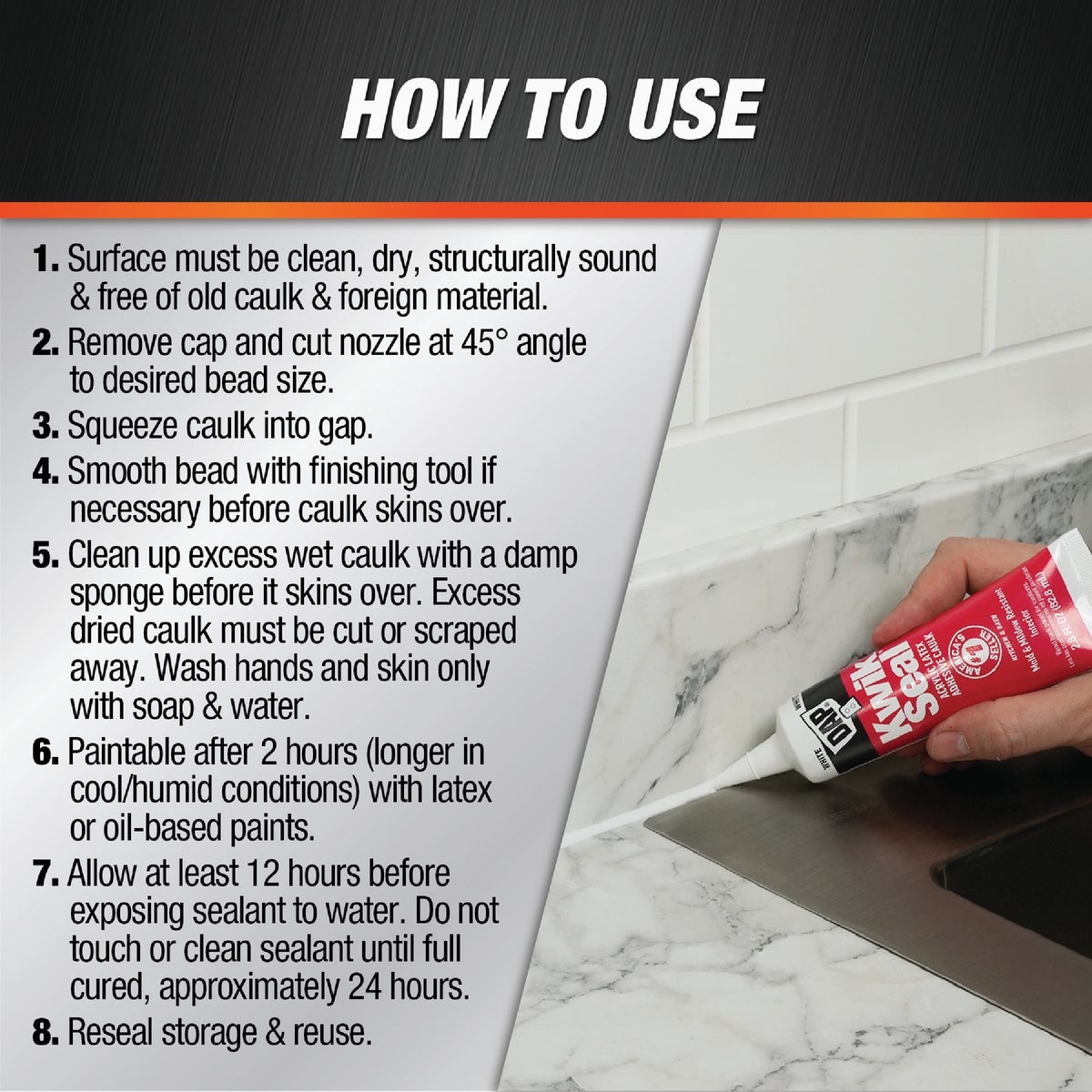 DAP Kwik Seal 2.8 Oz. White Kitchen & Bath Adhesive Caulk Image 3