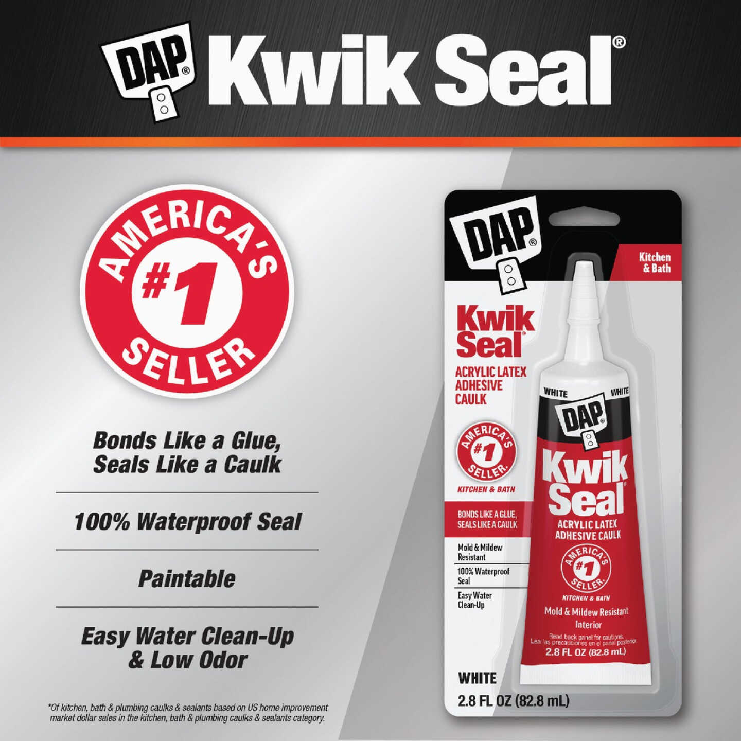 DAP Kwik Seal 2.8 Oz. White Kitchen & Bath Adhesive Caulk Image 2