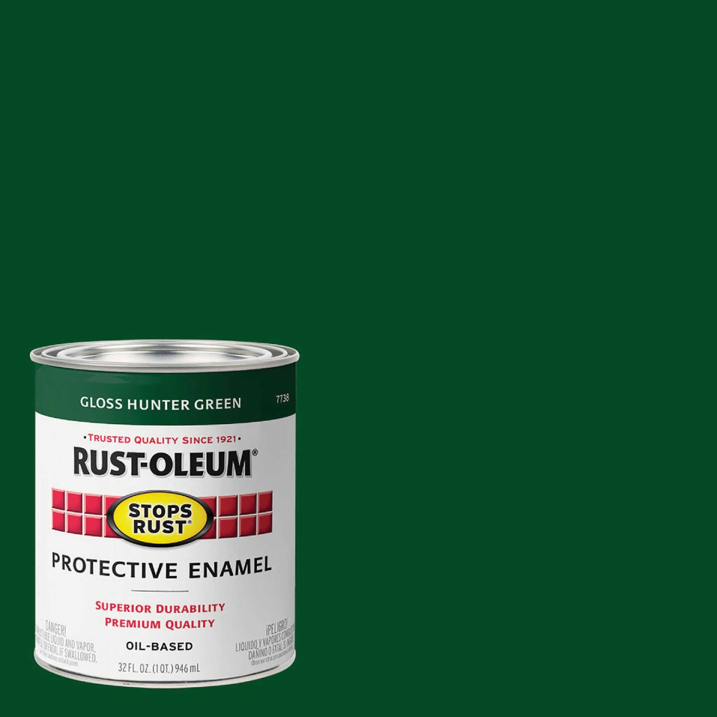 Rust-Oleum Stops Rust Oil Based Gloss Protective Rust Control Enamel, Hunter Green, 1 Qt. Image 1