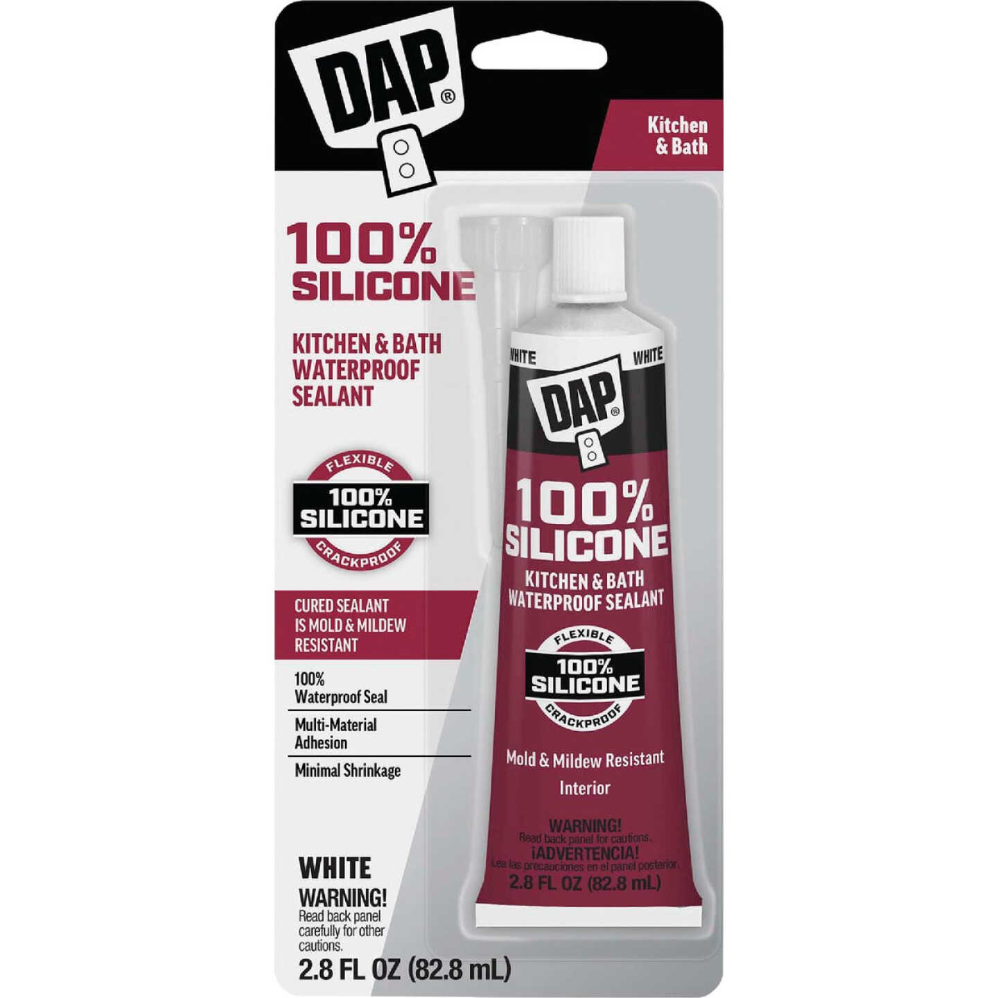 DAP 2.8 Oz. White 100% Silicone Kitchen & Bath Sealant Image 1