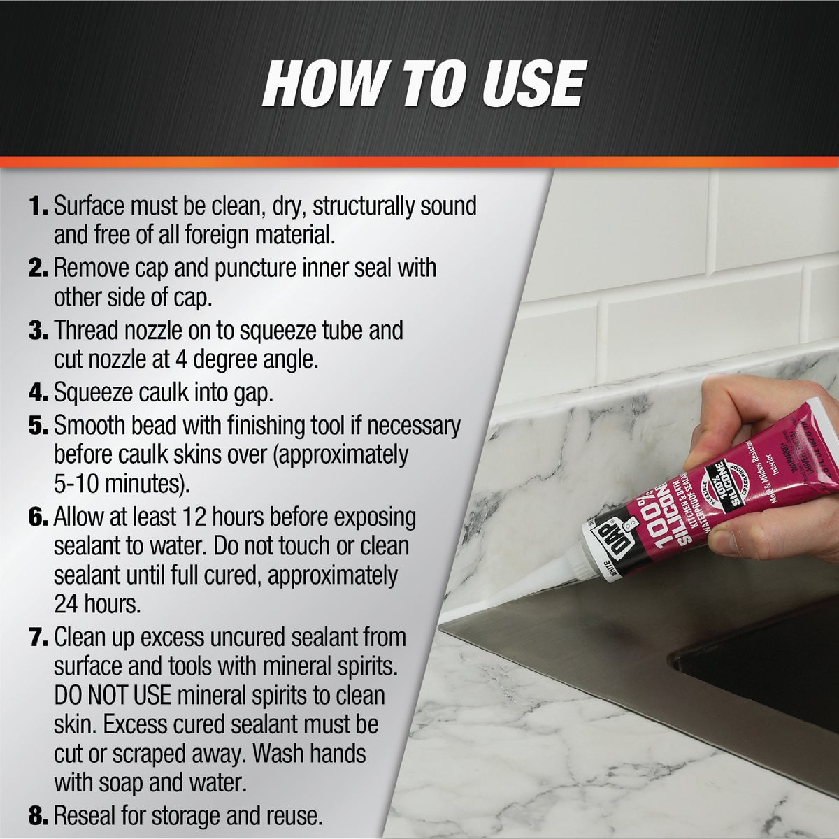 DAP 2.8 Oz. White  100% Silicone Kitchen & Bath Sealant Image 3