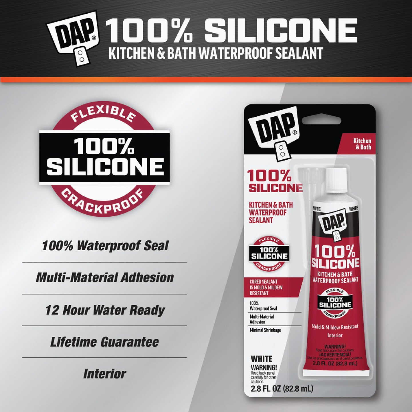 DAP 2.8 Oz. White 100% Silicone Kitchen & Bath Sealant Image 2