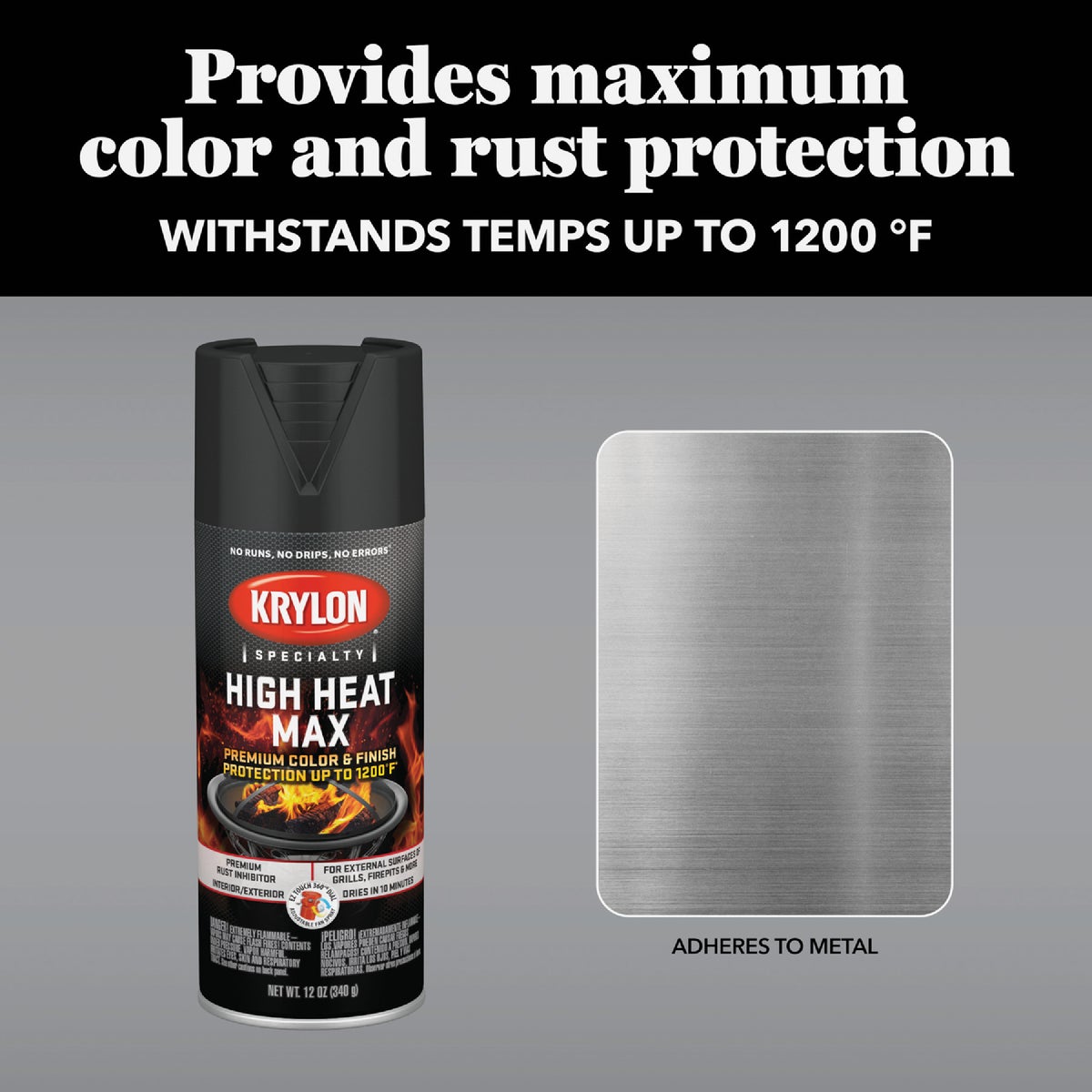 Krylon Max 12 Oz. Black High Heat Spray Paint Image 2