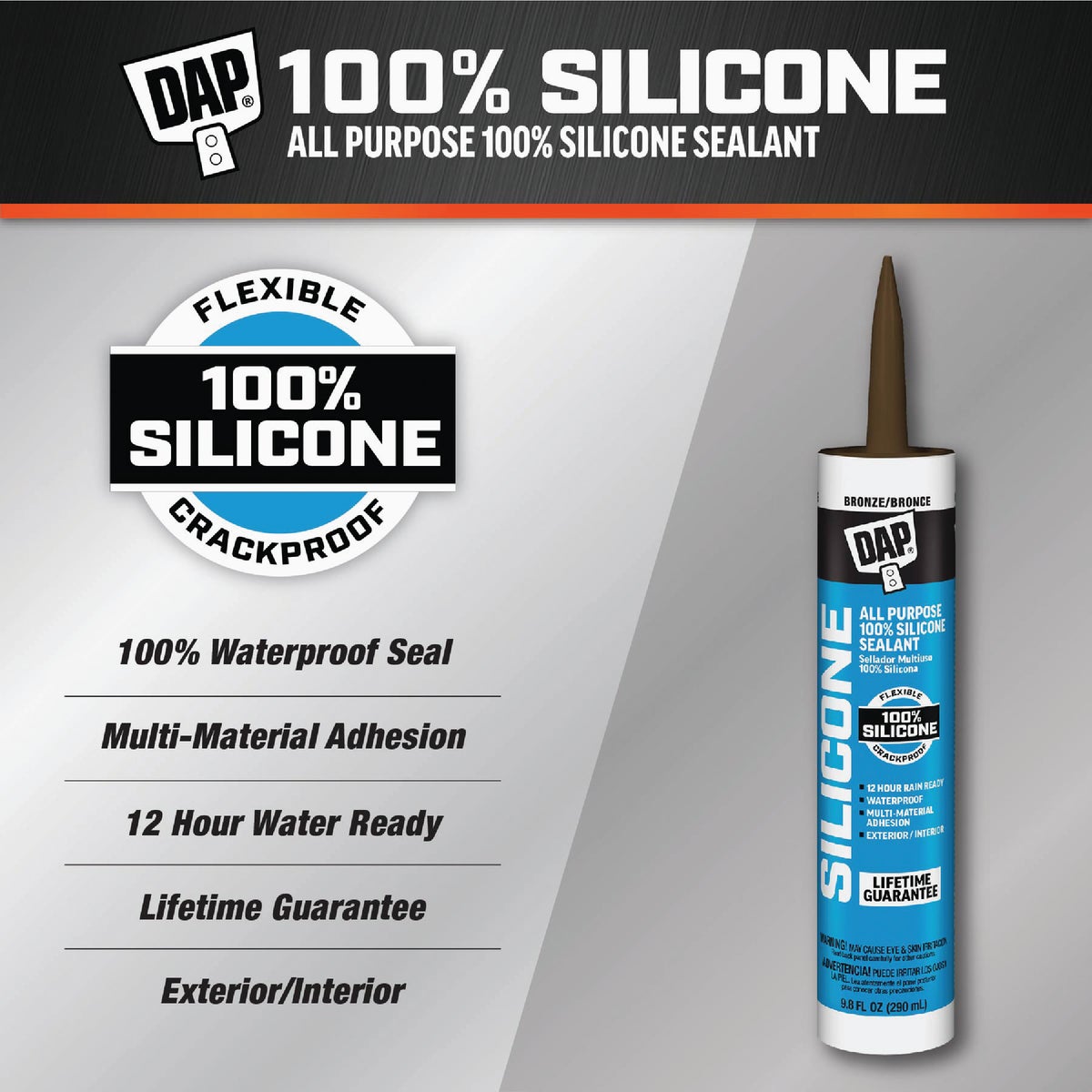 DAP 9.8 Oz. Window, Door & Siding Silicone Sealant, Bronze Image 2