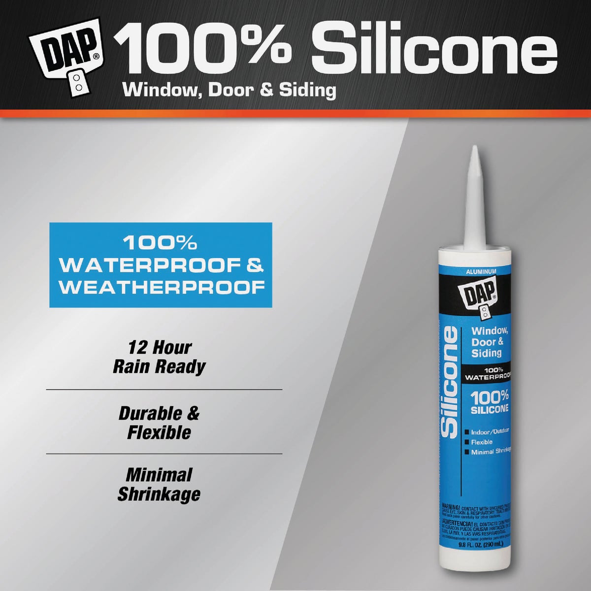 DAP 9.8 Oz. Window, Door & Siding Silicone Sealant, Aluminum Image 3