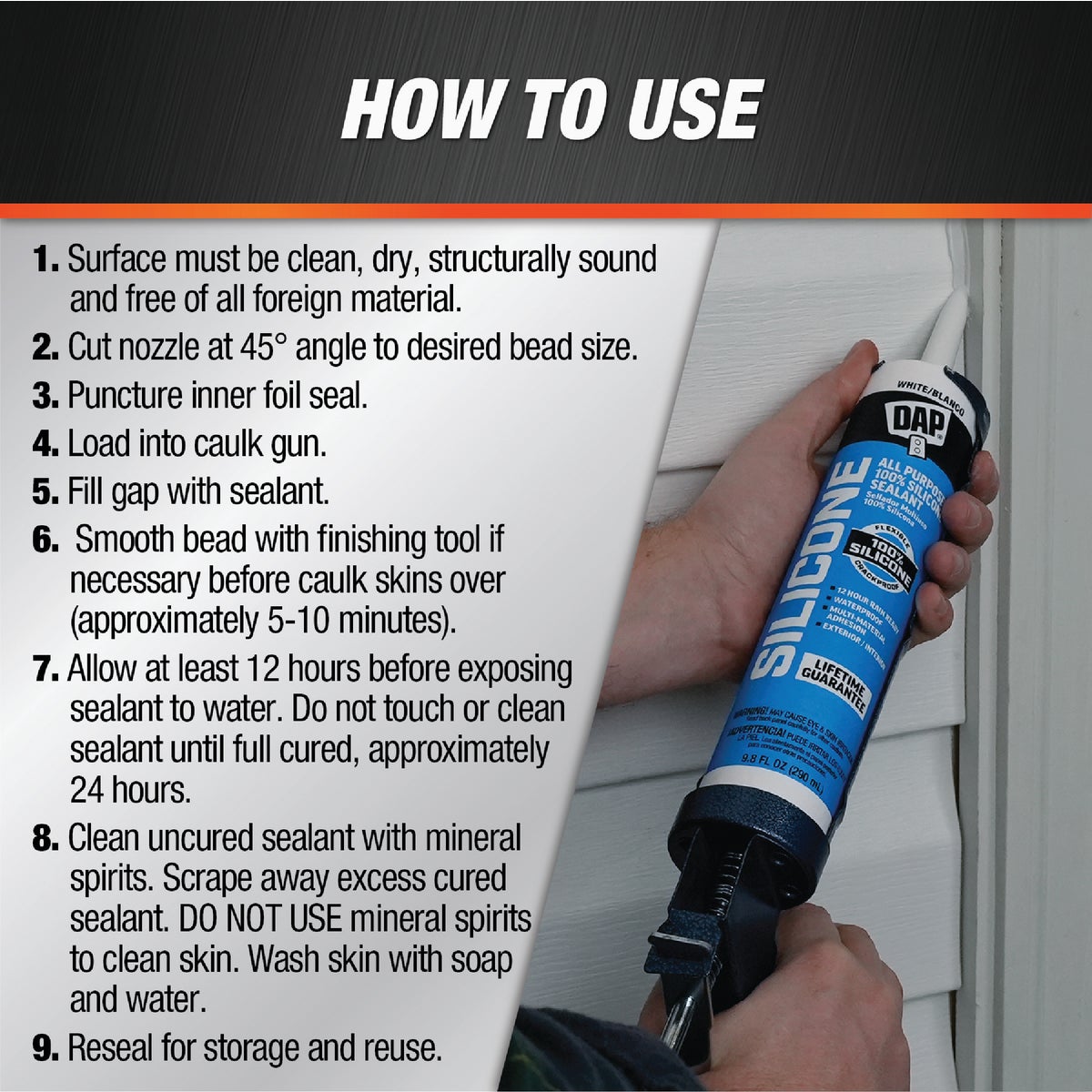 DAP 9.8 Oz. Window, Door & Siding Silicone Sealant, Black Image 3