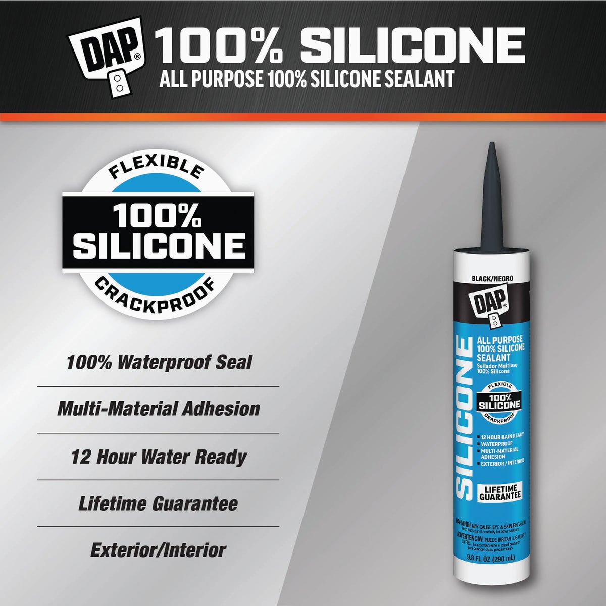 DAP 9.8 Oz. Window, Door & Siding Silicone Sealant, Black Image 2