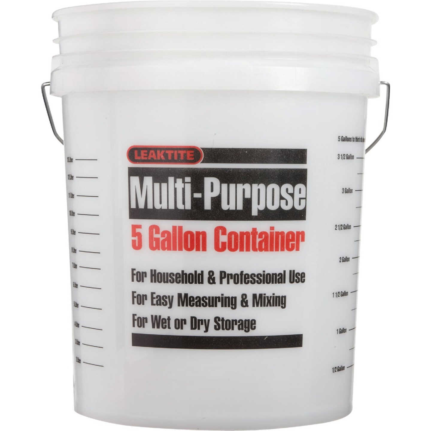 Leaktite 5 Gal. Clear Plastic Bucket with Measuring Increments Image 2