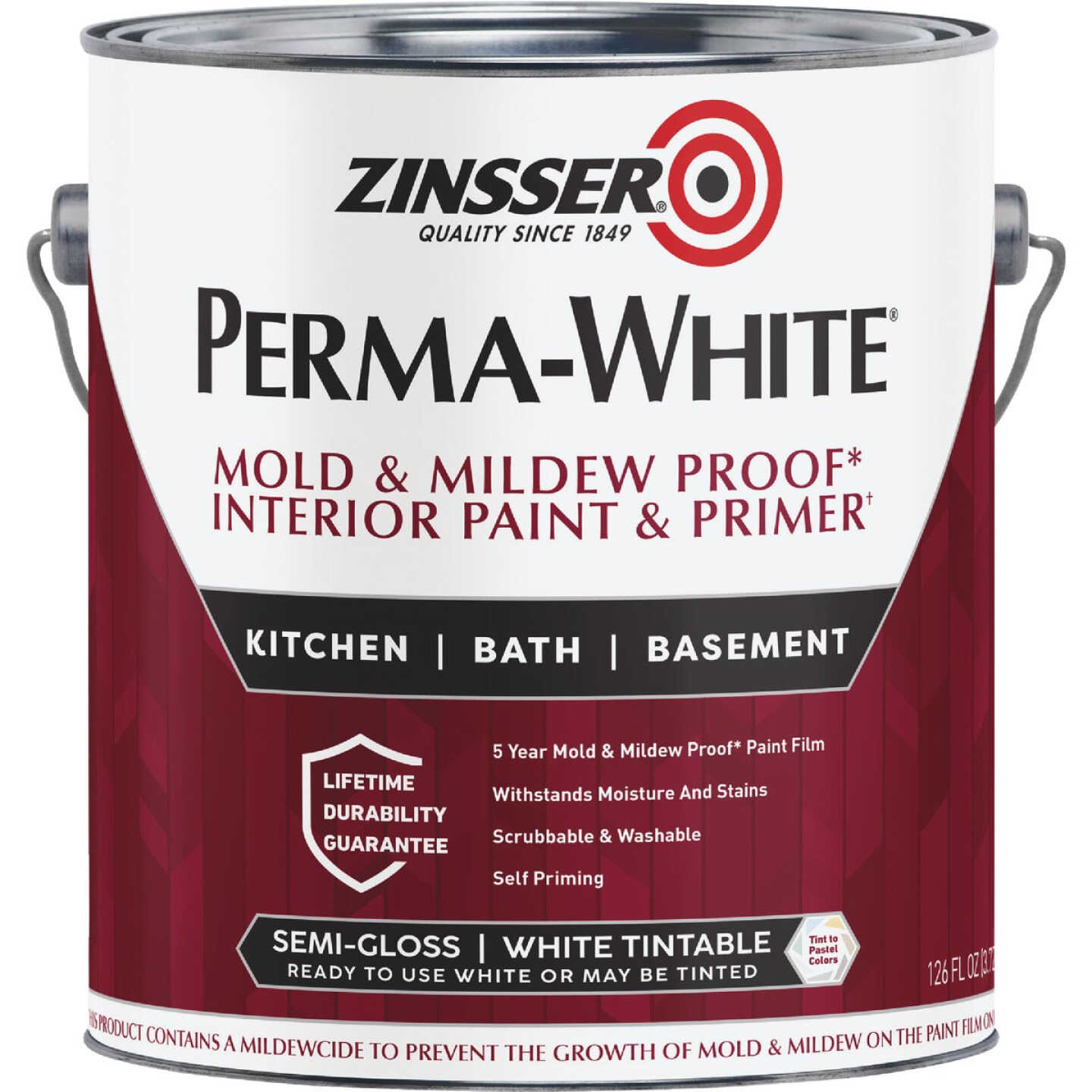 Zinsser Perma-White White-Tintable Semi-Gloss Gallon Mildew Paint Image 1