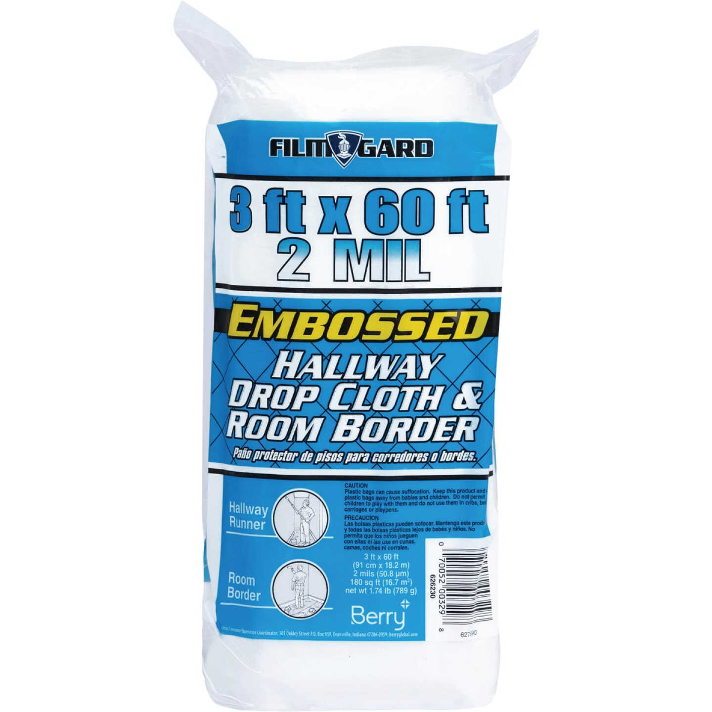 Film-Gard 3 In. x 60 Ft. 2-Mil Embossed Drop Cloth Image 2