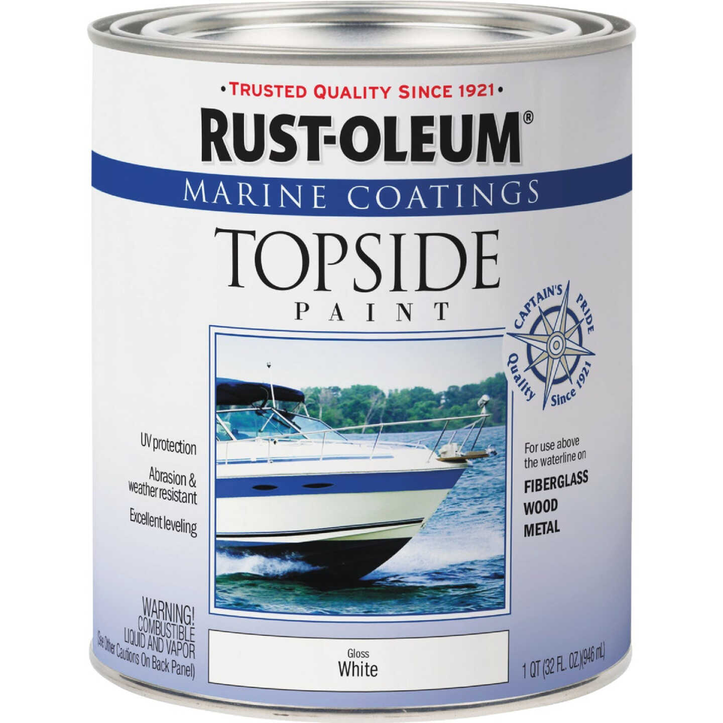 Rust-Oleum Gloss Marine Boat Topside Paint, White, 1 Qt. Image 7