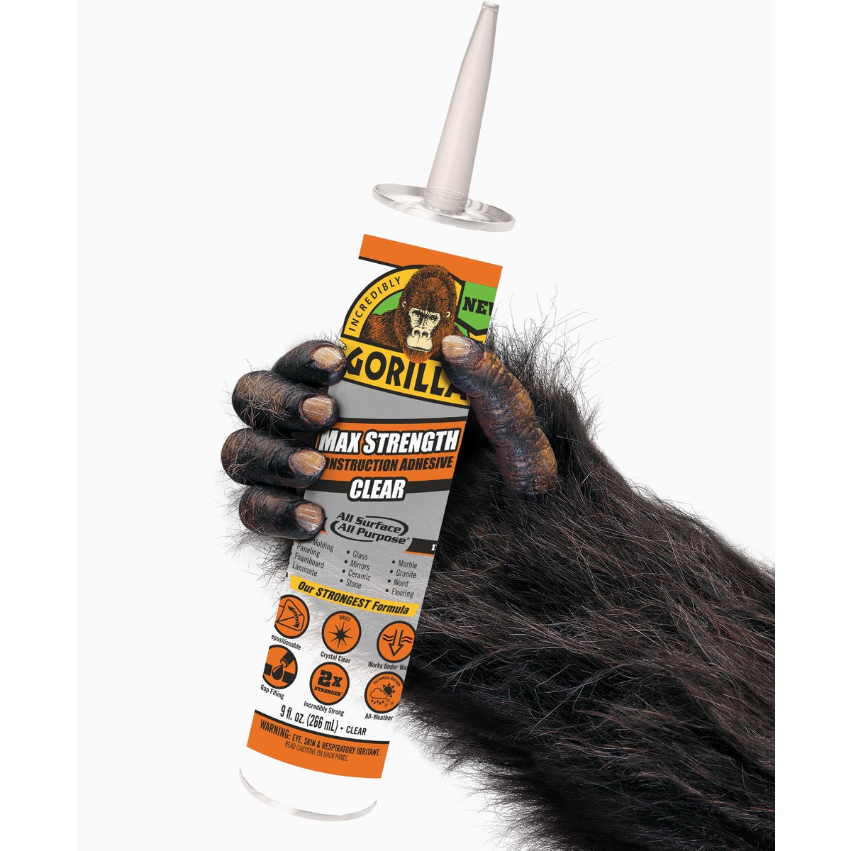 Gorilla 9 Oz. Clear Max Strength Construction Adhesive Image 2