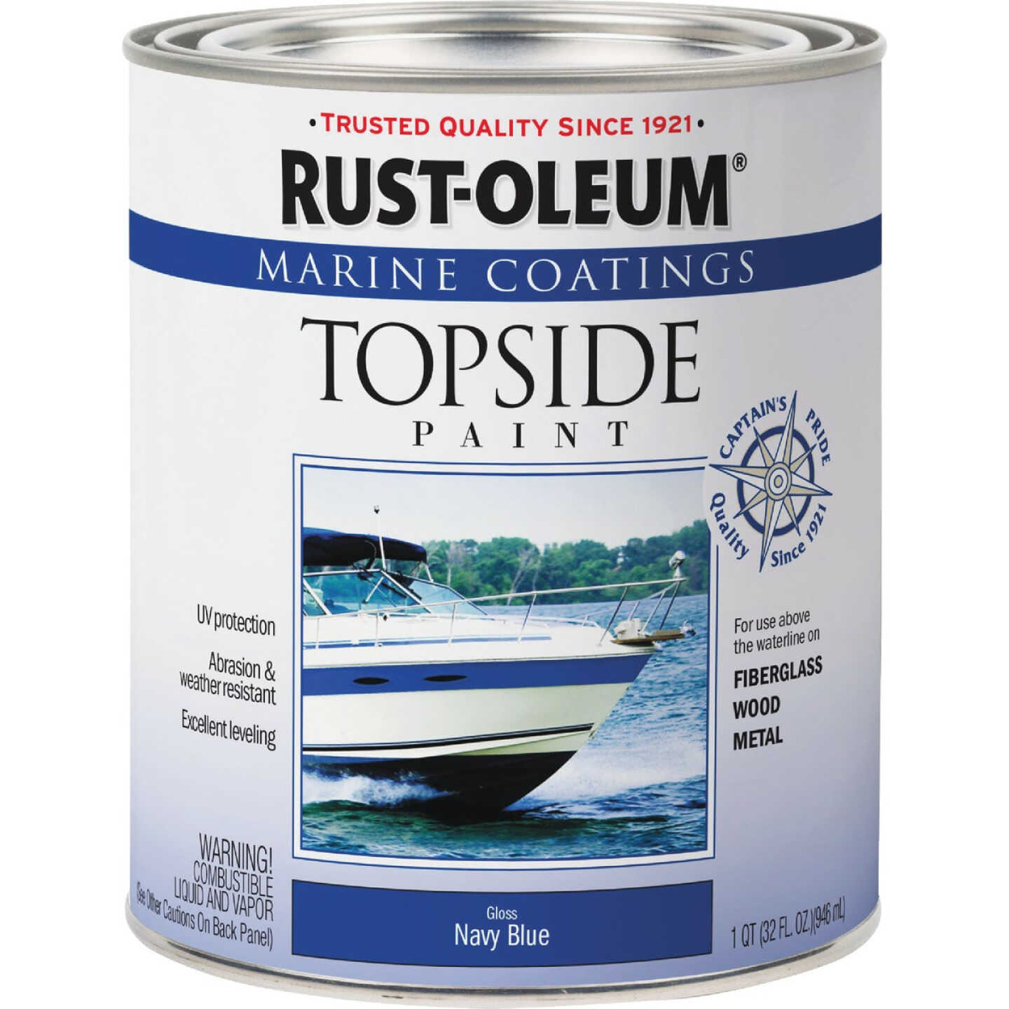 Rust-Oleum Gloss Marine Boat Topside Paint, Navy Blue, 1 Qt. Image 7